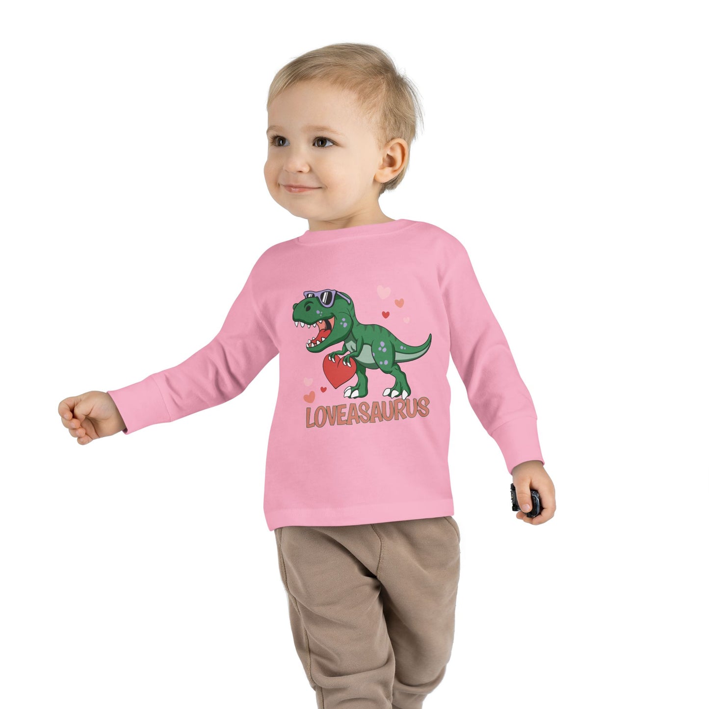 Loveasaurus Dinosaur Valentine Toddler Long Sleeve Tee