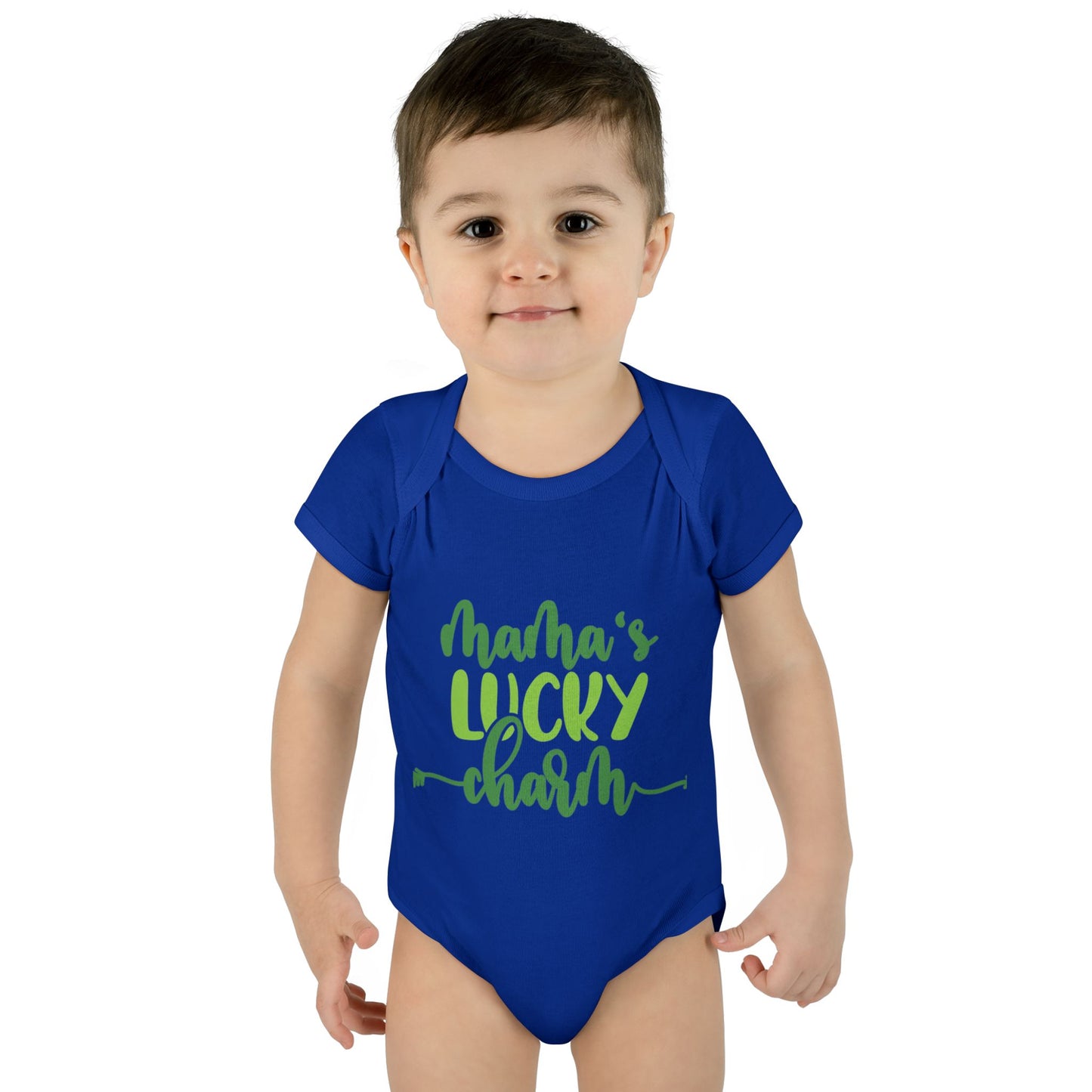 Mama's Lucky Charm St Patricks Day Infant Onesie Baby Rib Bodysuit