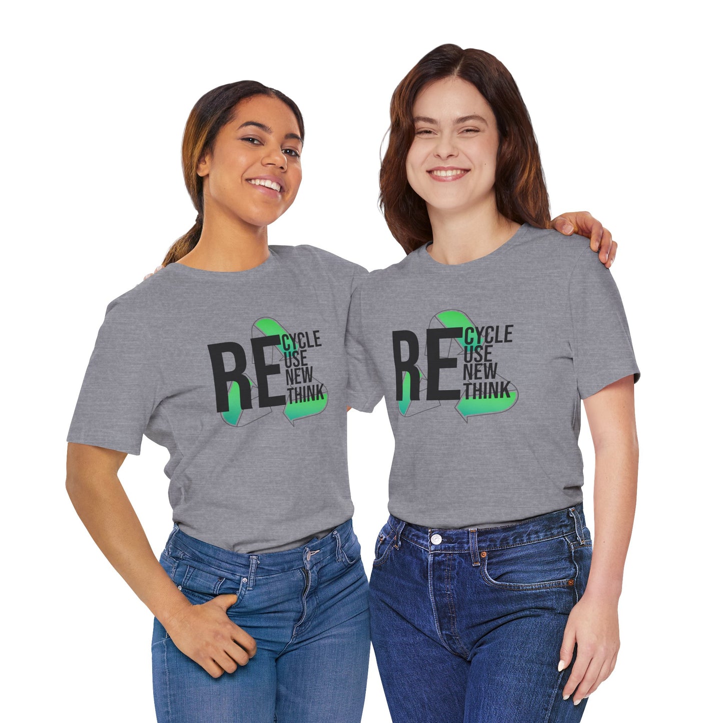 Recycle Reuse Renew Rethink Earthday S-3XL Unisex Jersey Short Sleeve Tee