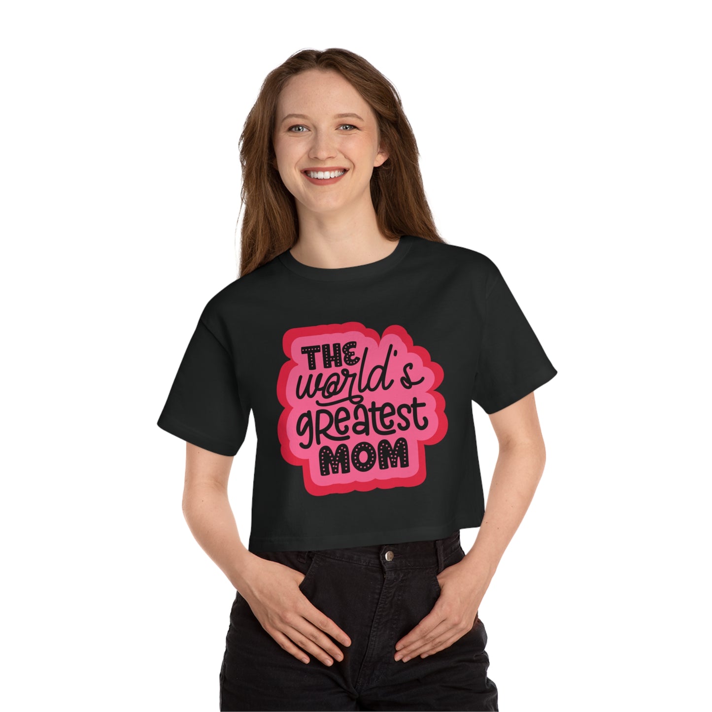 Mother's Day, World's Greatest Mom, XS-2XL, Champion Women's Heritage Cropped T-Shirt