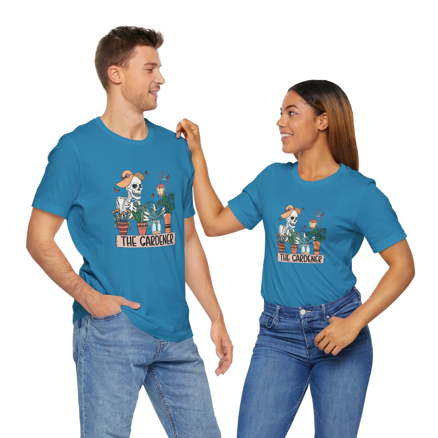 Plants, The Gardener, Skeleton, Springtime, Gardening, XS-3XL Unisex Jersey Short Sleeve Tee