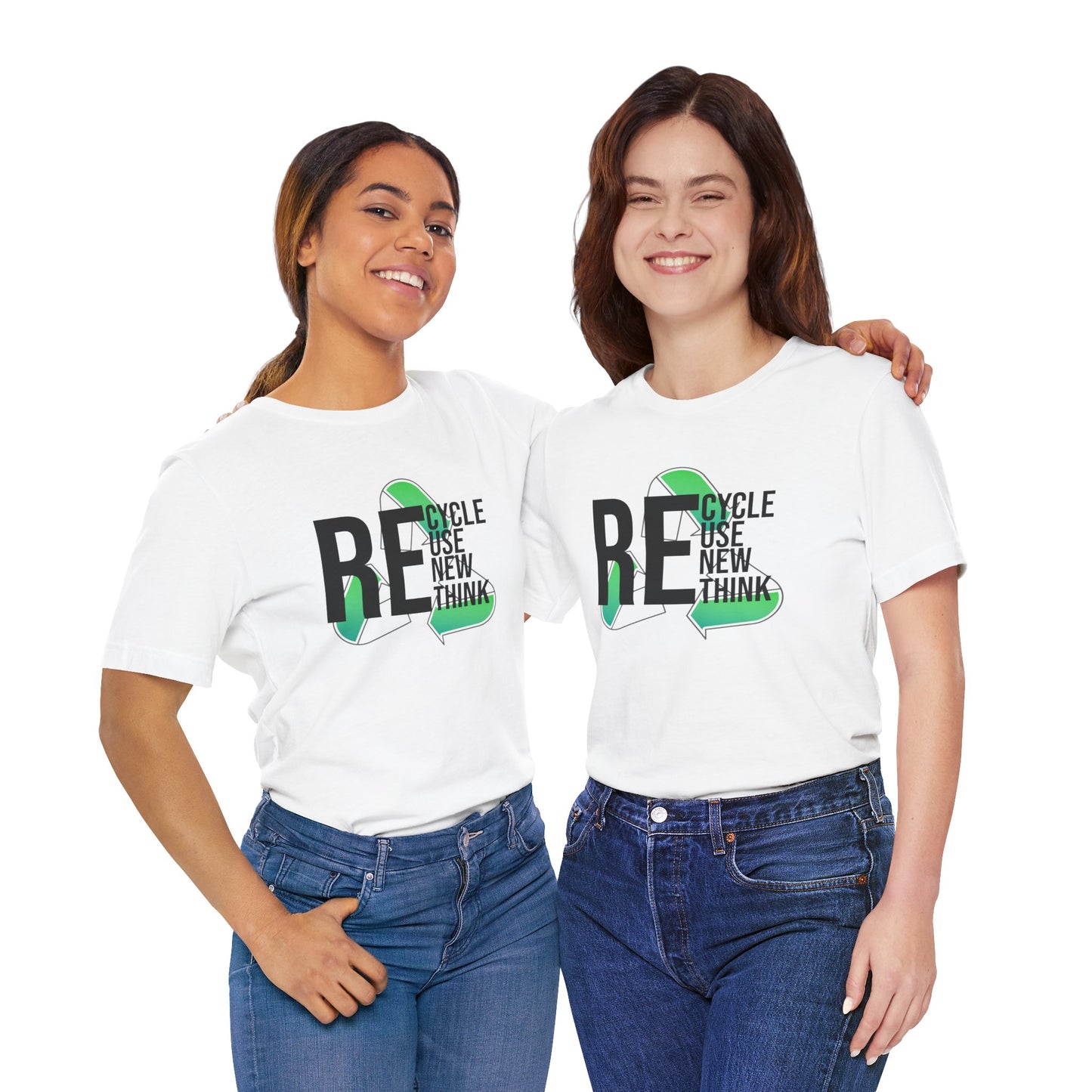 Recycle Reuse Renew Rethink Earthday S-3XL Unisex Jersey Short Sleeve Tee