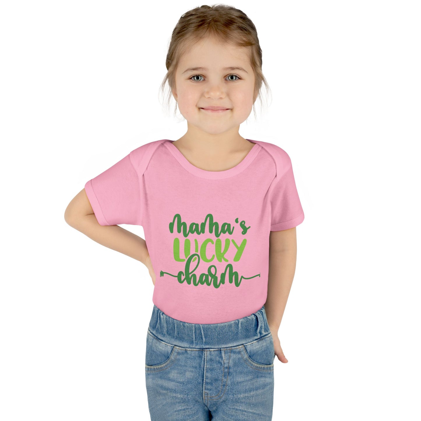Mama's Lucky Charm St Patricks Day Infant Onesie Baby Rib Bodysuit