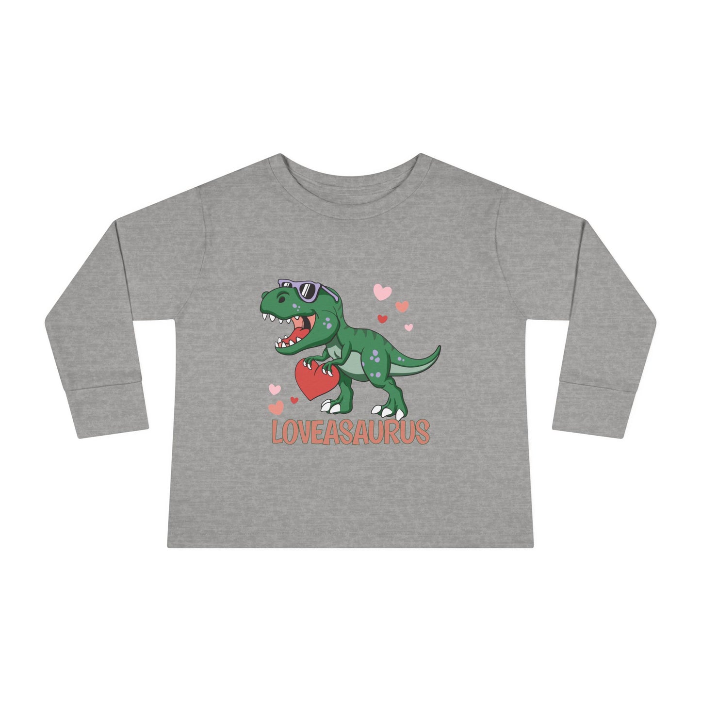 Loveasaurus Dinosaur Valentine Toddler Long Sleeve Tee