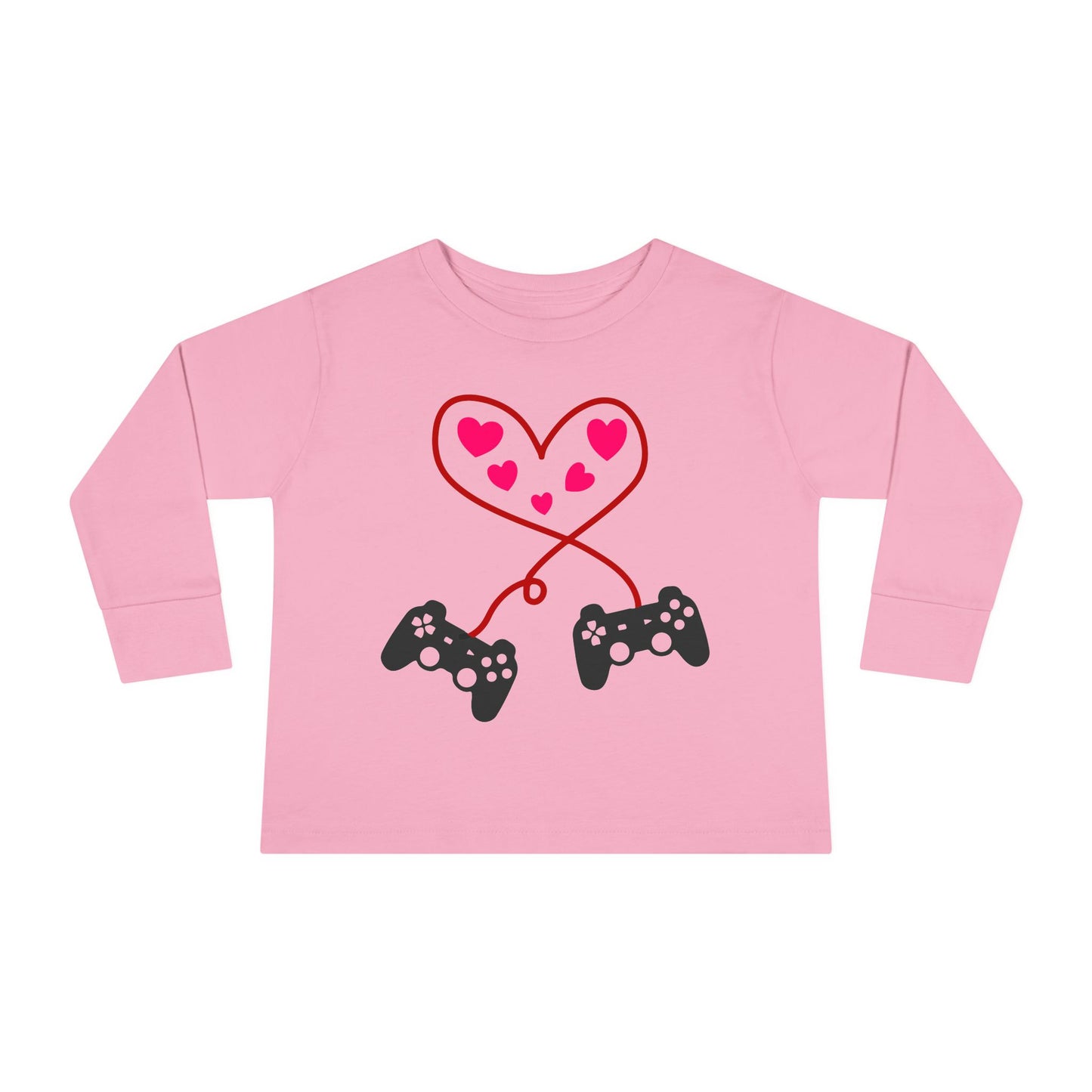 Video Game Controller Heart Valentines Day Gamer Toddler Long Sleeve Tee