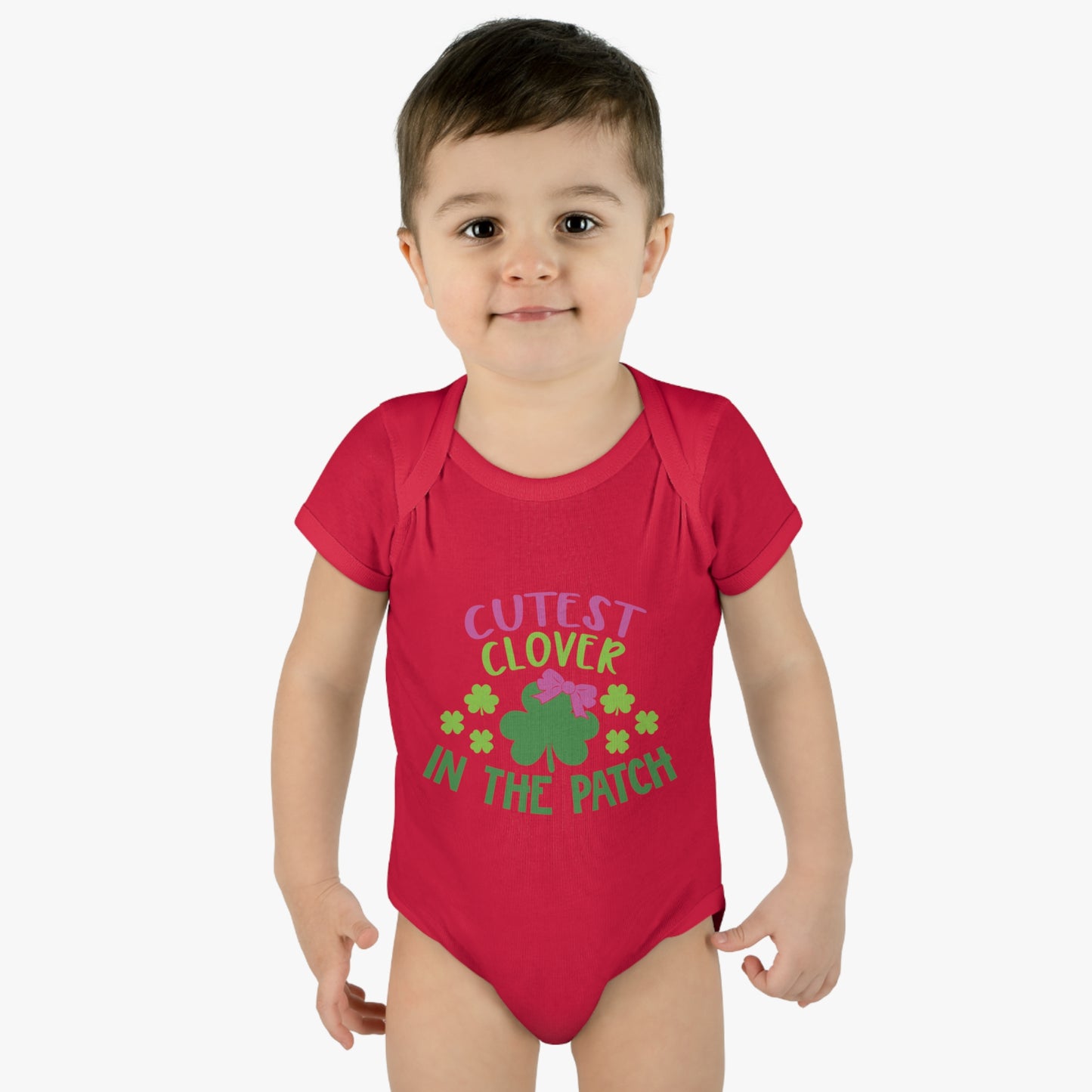 St Patricks Day Cutest Clover in the Patch Infant Onesie Baby Rib Bodysuit