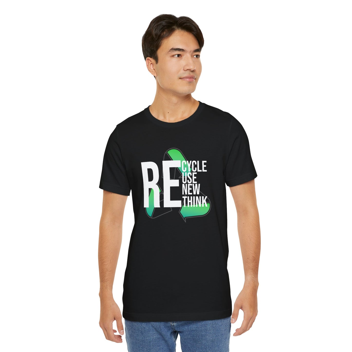 Recycle Reuse Renew Rethink Earthday S-3XL Unisex Jersey Short Sleeve Tee