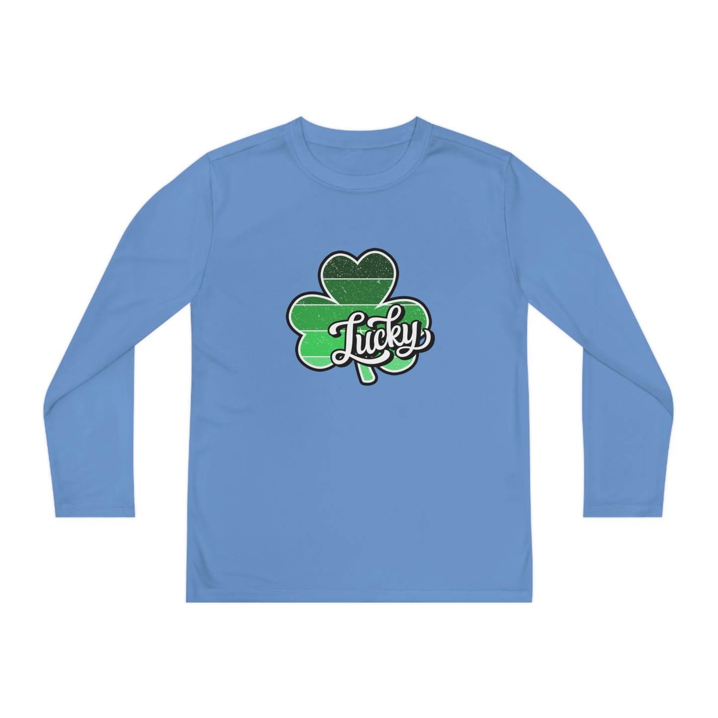 St Patricks Day Lucky Shamrock Youth Long Sleeve Competitor Tee