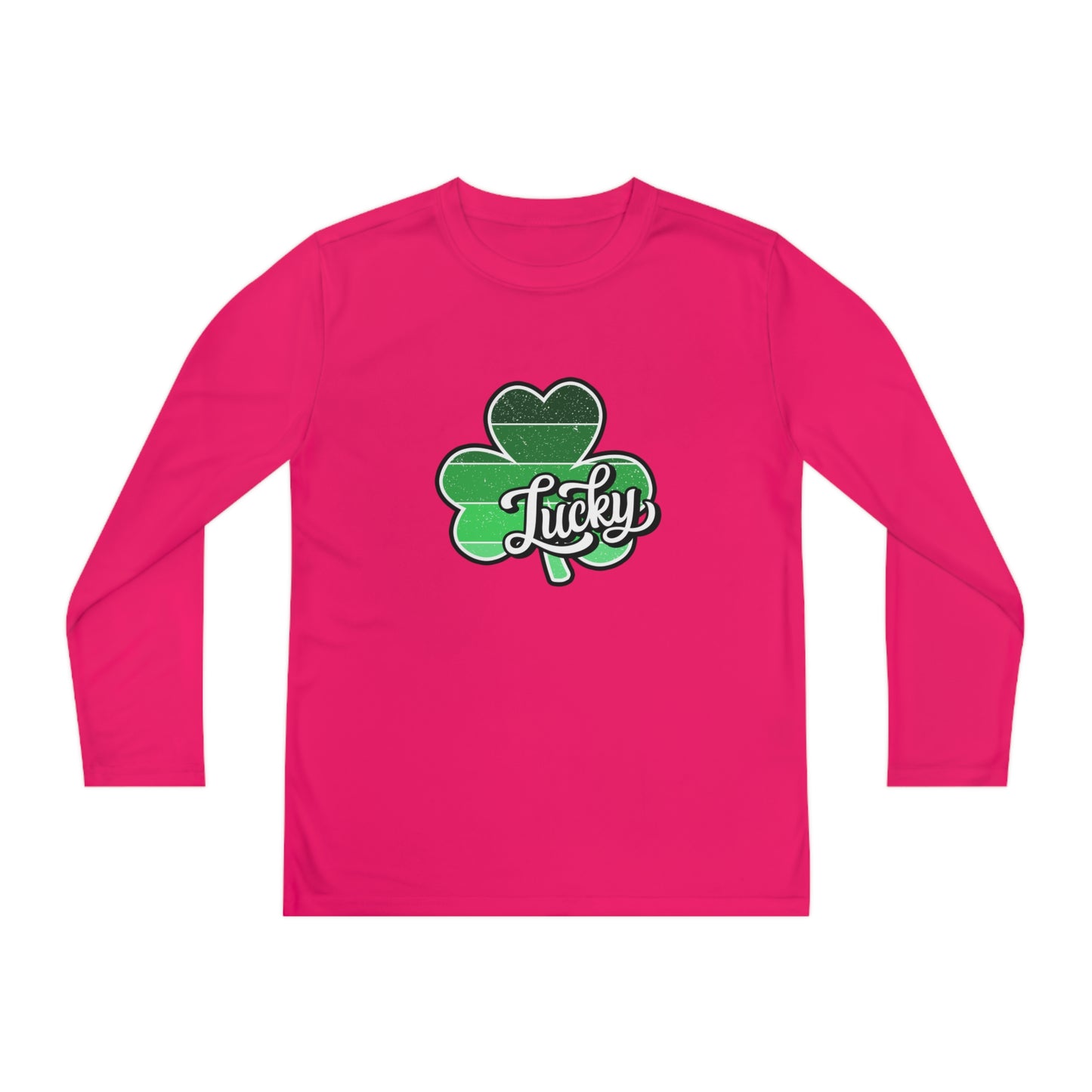 St Patricks Day Lucky Shamrock Youth Long Sleeve Competitor Tee