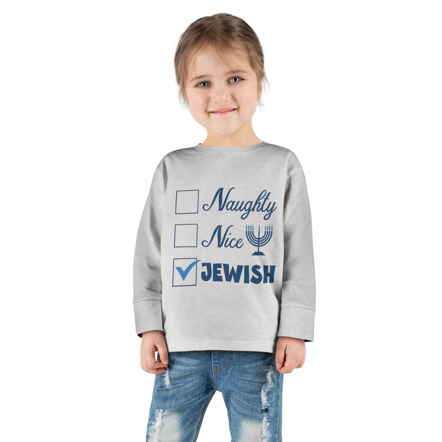 Naughty Nice Jewish Holiday Checklist Toddler Long Sleeve Tee