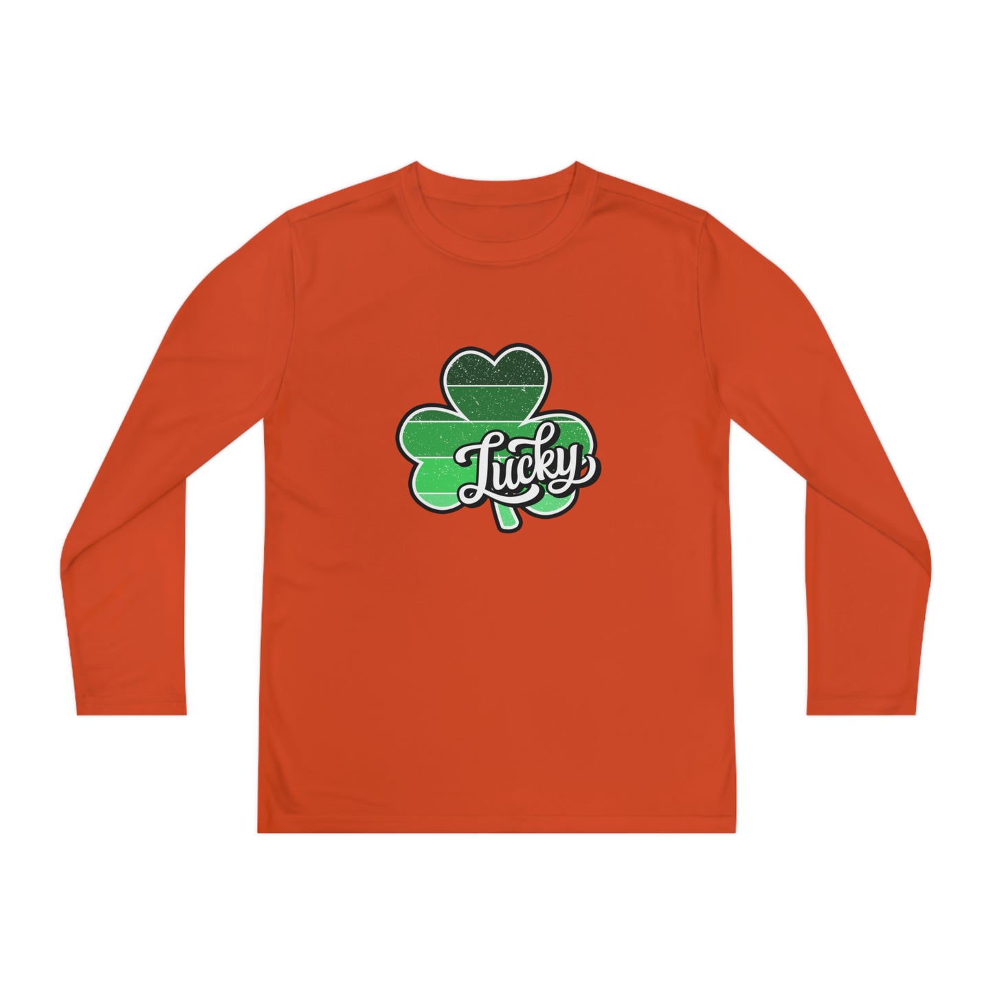 St Patricks Day Lucky Shamrock Youth Long Sleeve Competitor Tee