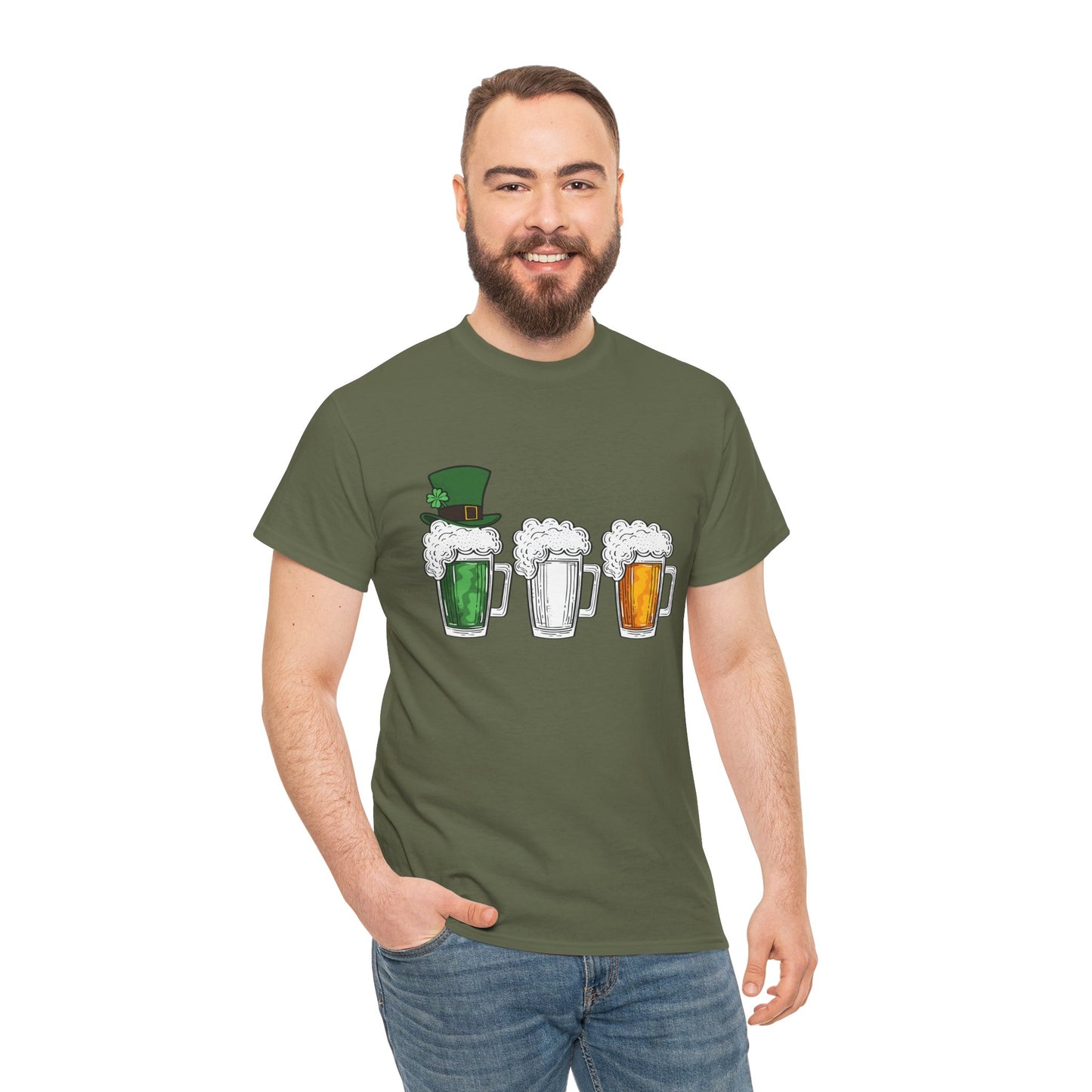 Unisex St Patrick's Day Beer Flag Heavy Cotton Tee
