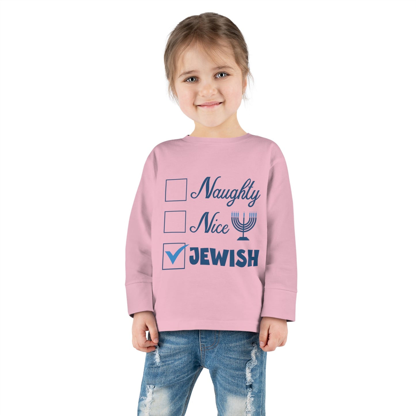 Naughty Nice Jewish Holiday Checklist Toddler Long Sleeve Tee