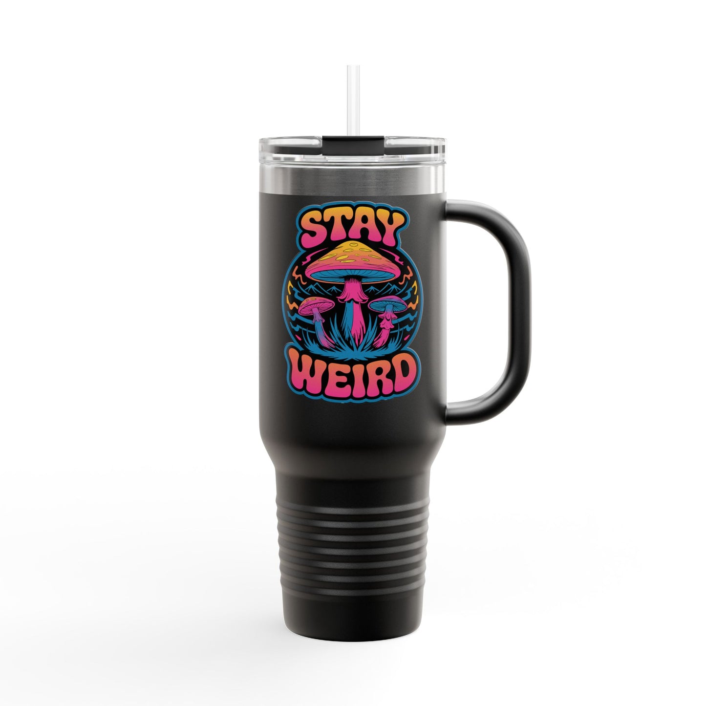 Stay Weird Shrooms Insulated Travel Mug, 40oz
