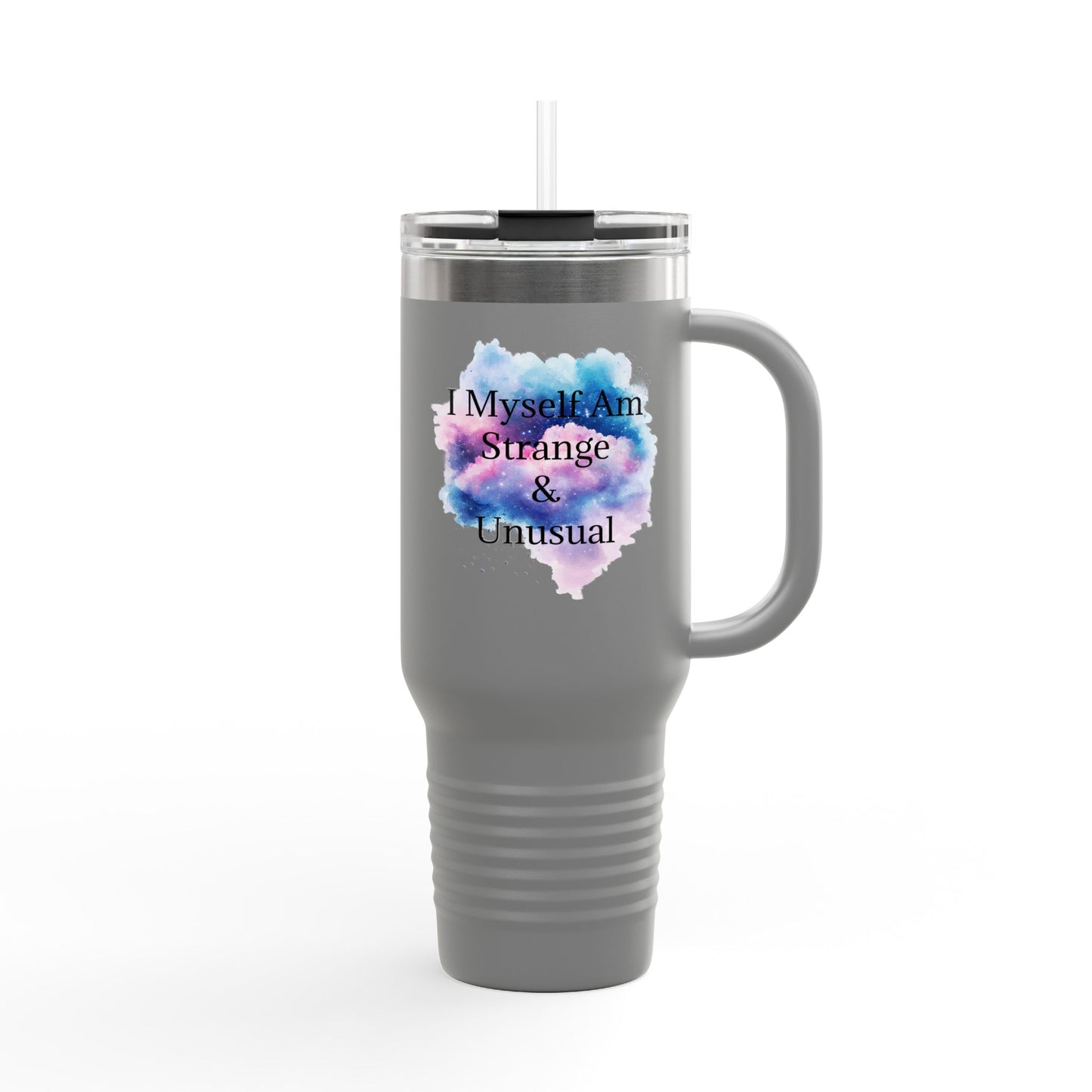 "I Myself Am Strange & Unusual" Whimsical Insulated  Galaxy Themed Travel Mug