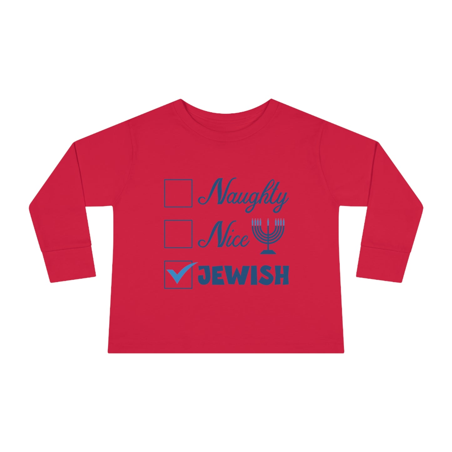 Naughty Nice Jewish Holiday Checklist Toddler Long Sleeve Tee