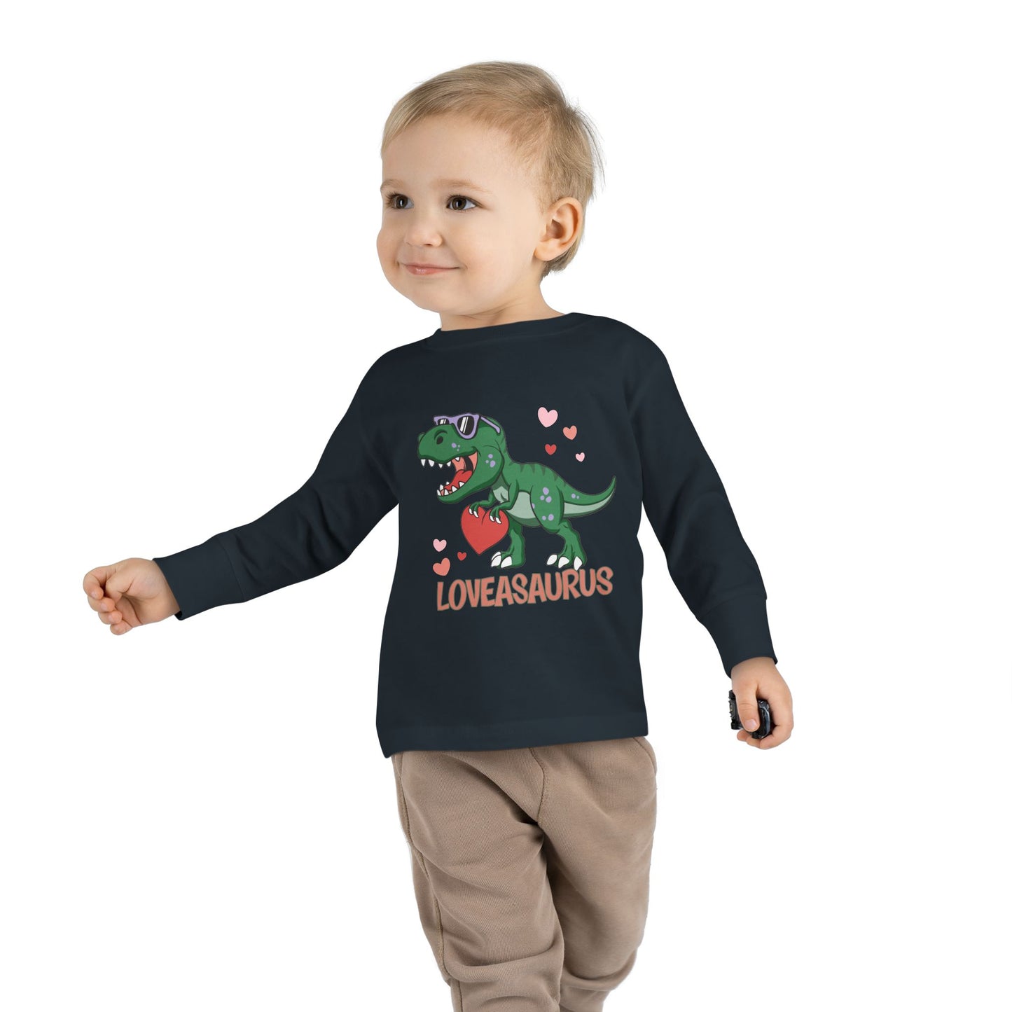 Loveasaurus Dinosaur Valentine Toddler Long Sleeve Tee