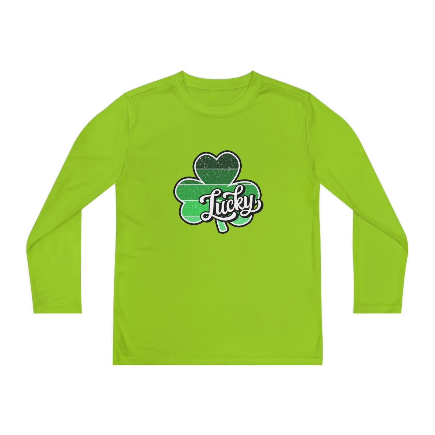 St Patricks Day Lucky Shamrock Youth Long Sleeve Competitor Tee