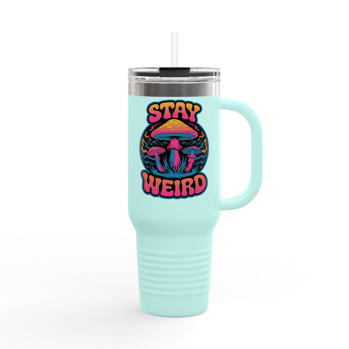 Stay Weird Shrooms Insulated Travel Mug, 40oz