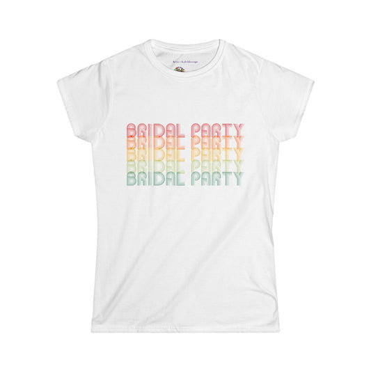 Bridal Party Retro Fade Bachelorette Party Engagement Party, S-2XL, Women's Softstyle Tee