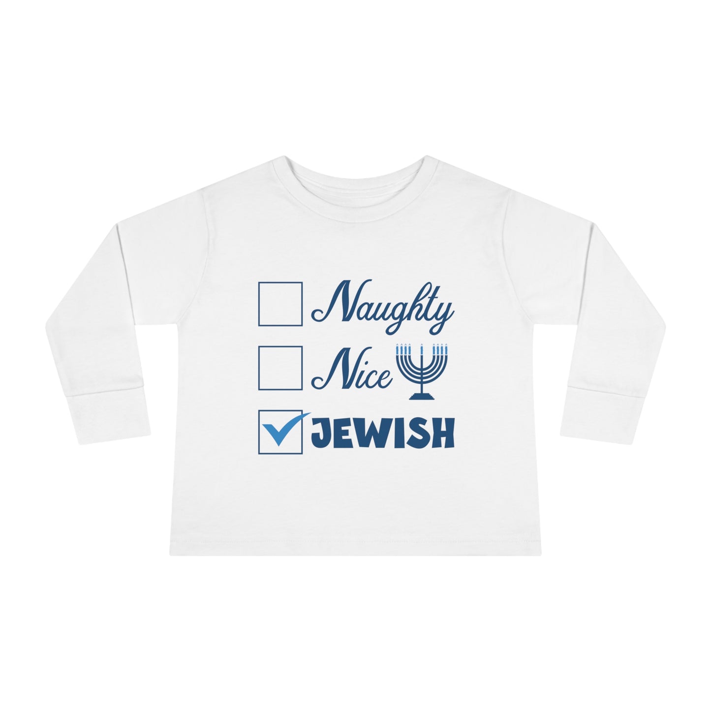 Naughty Nice Jewish Holiday Checklist Toddler Long Sleeve Tee