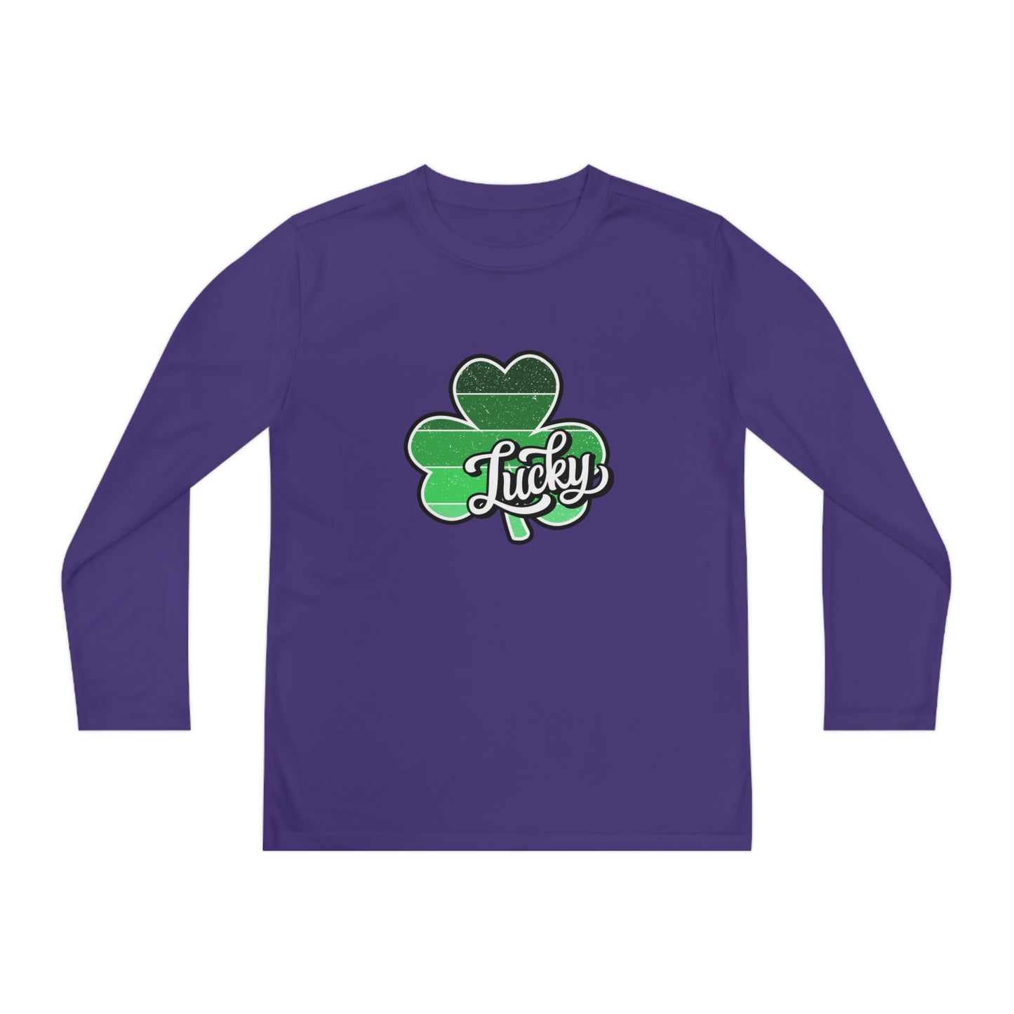 St Patricks Day Lucky Shamrock Youth Long Sleeve Competitor Tee