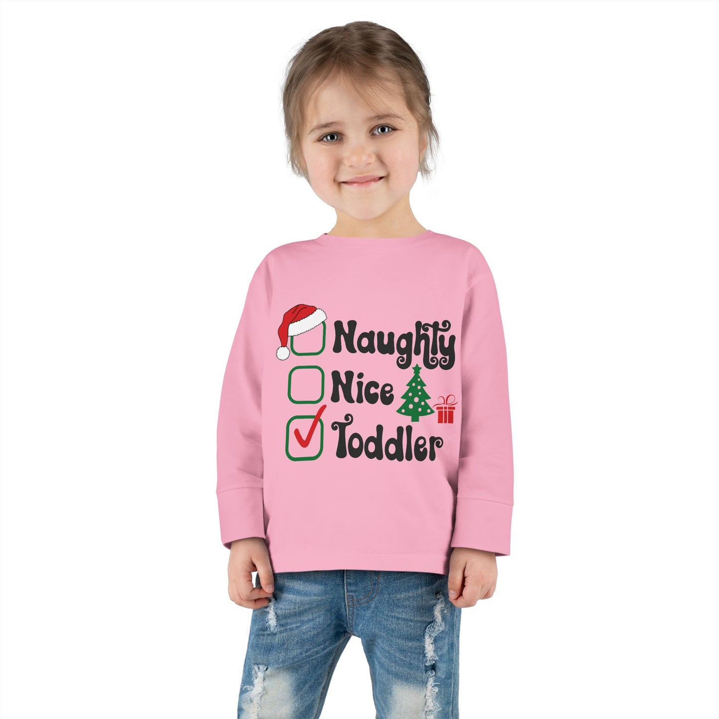 Naughty nice toddler checklist holiday Toddler Long Sleeve Tee