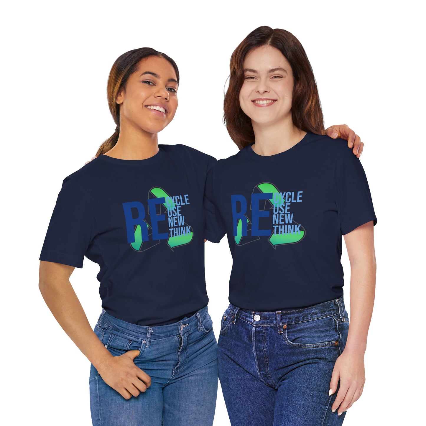 Recycle Reuse Renew Rethink Earthday S-3XL Unisex Jersey Short Sleeve Tee
