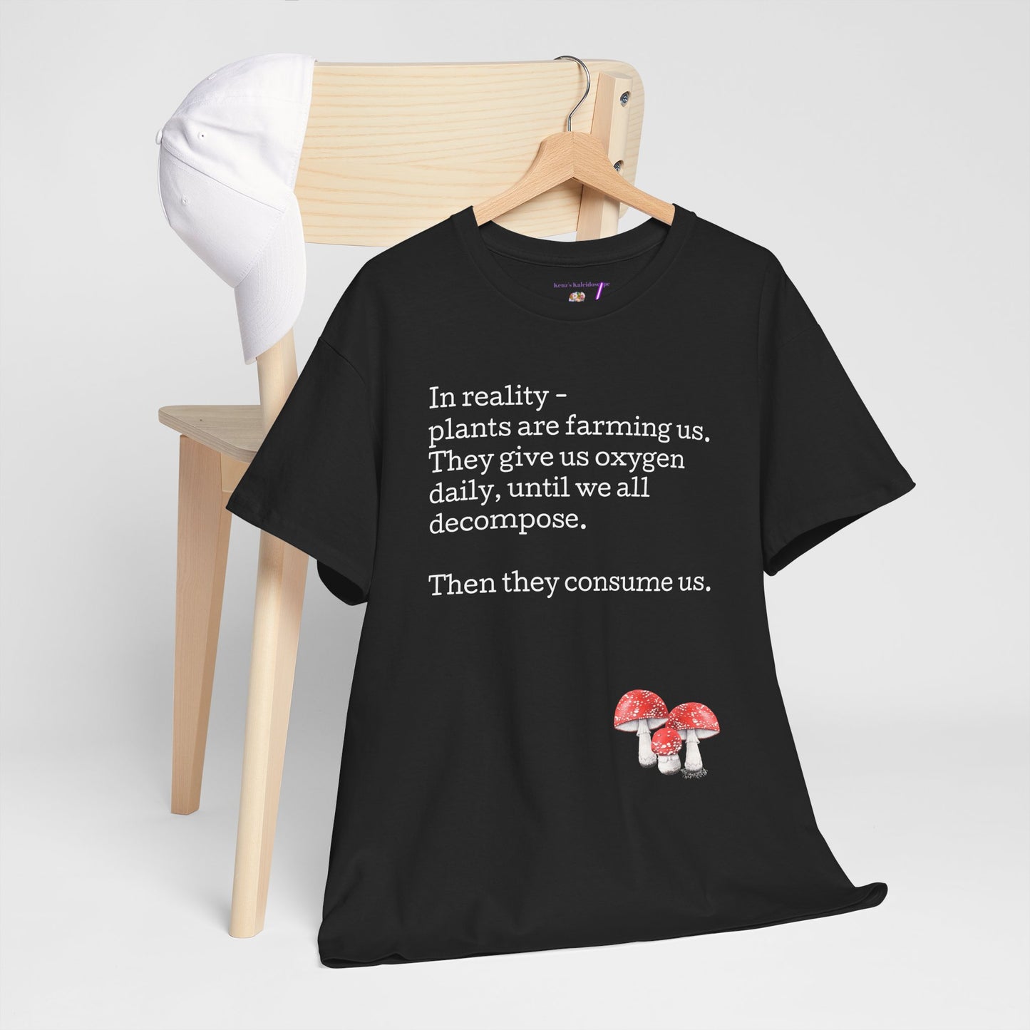 Plantfood, mushrooms s, m, l, xl, 2xl, 3xl, 4xl, 5xl Unisex Heavy Cotton Tee