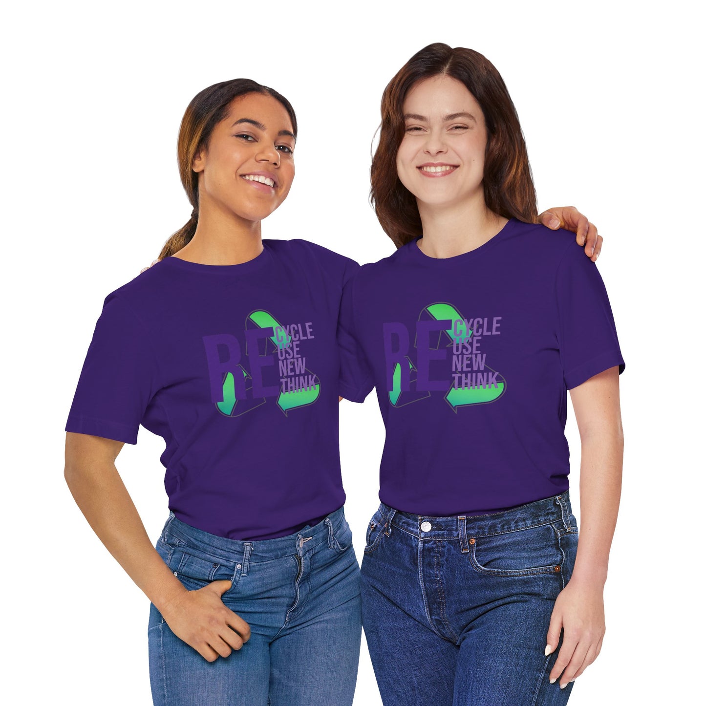 Recycle Reuse Renew Rethink Earthday S-3XL Unisex Jersey Short Sleeve Tee