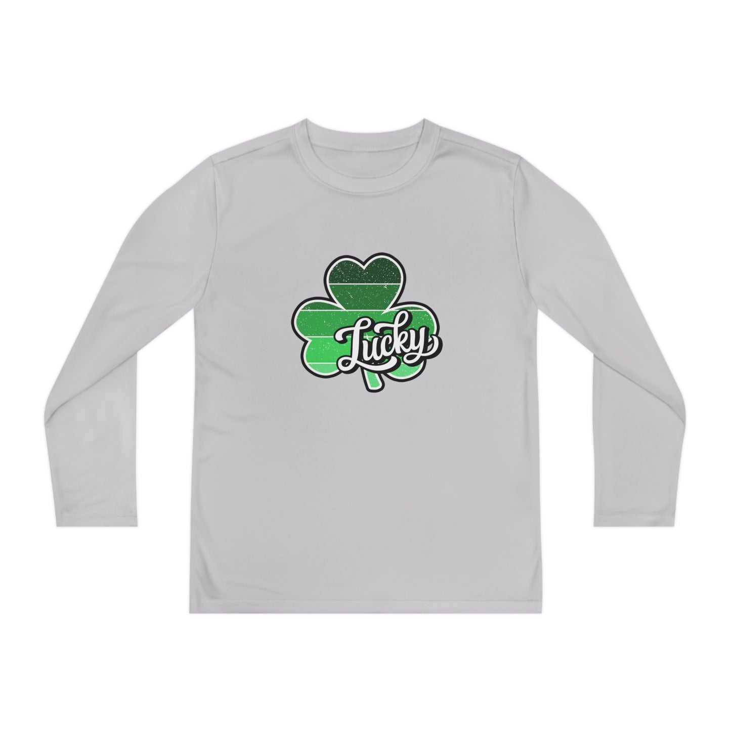 St Patricks Day Lucky Shamrock Youth Long Sleeve Competitor Tee