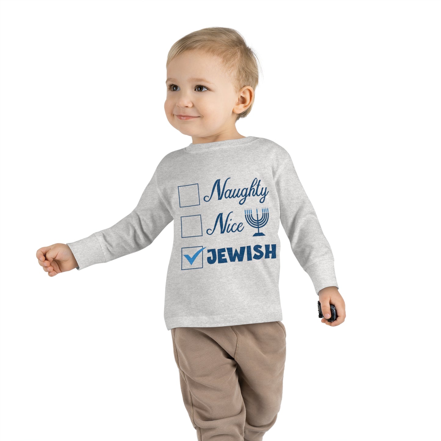Naughty Nice Jewish Holiday Checklist Toddler Long Sleeve Tee