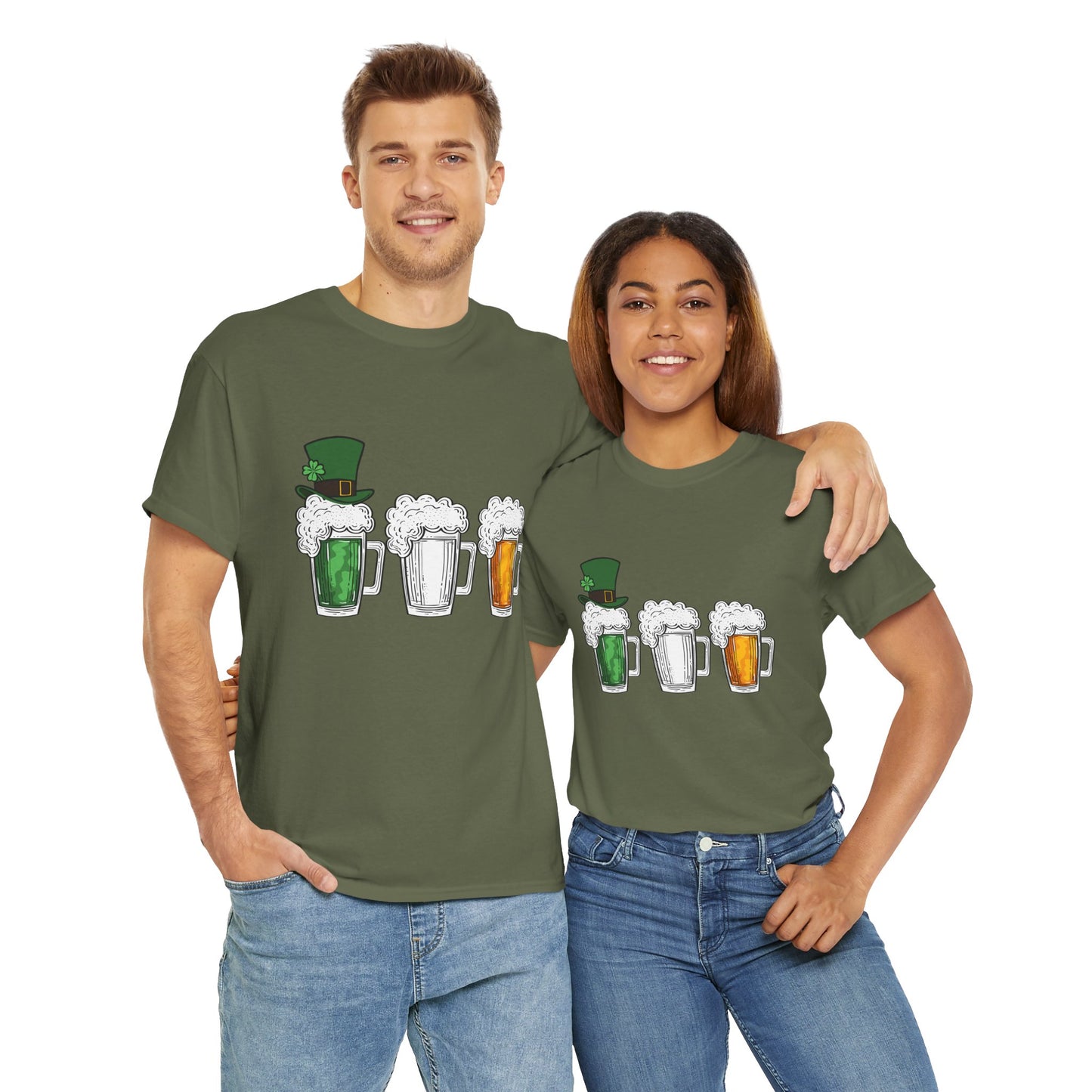Unisex St Patrick's Day Beer Flag Heavy Cotton Tee
