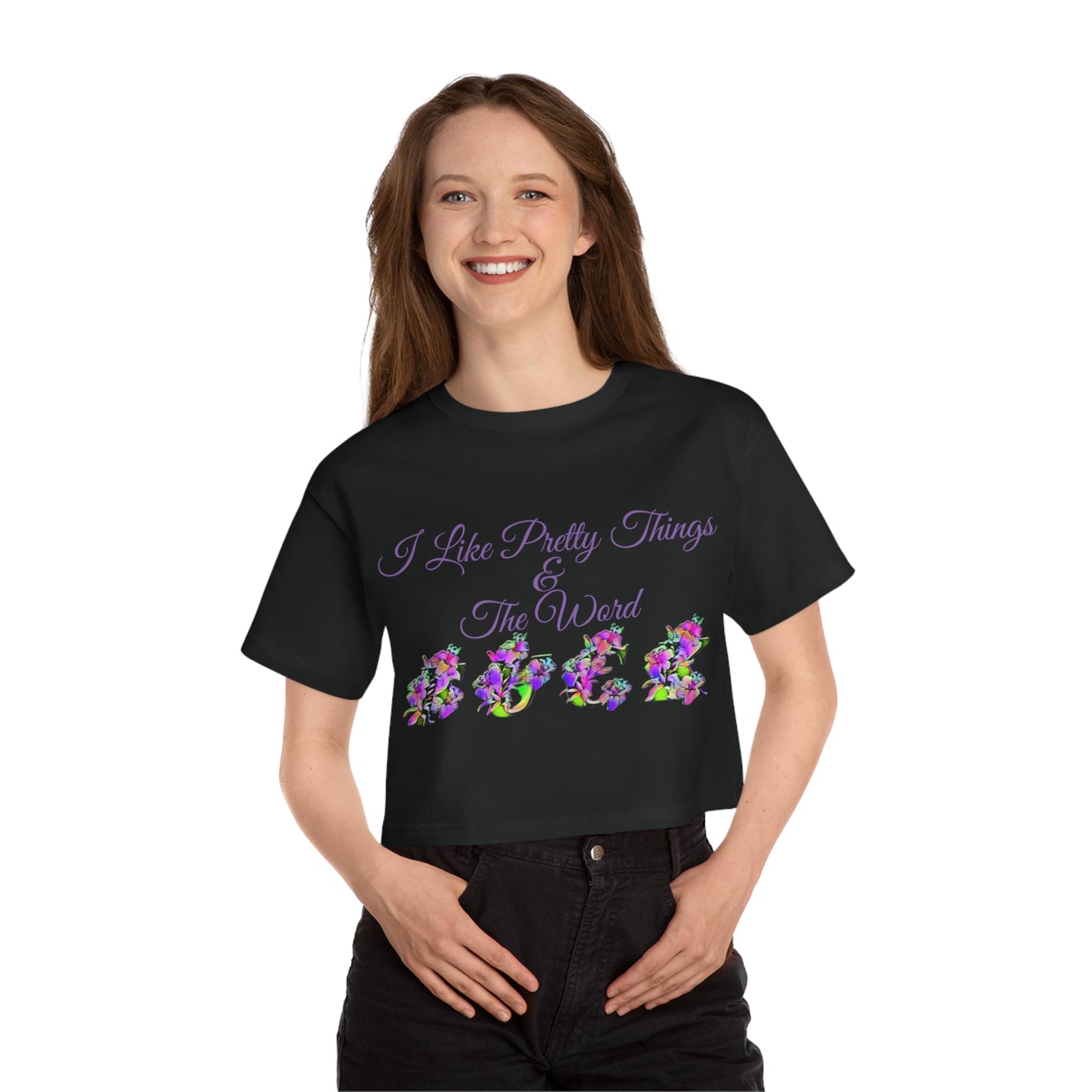 I like pretty things and the word F*ck, XS-2XL, Champion Women's Heritage Cropped T-Shirt