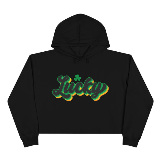 Crop St Patricks Day 4 Leaf Clover Hoodie