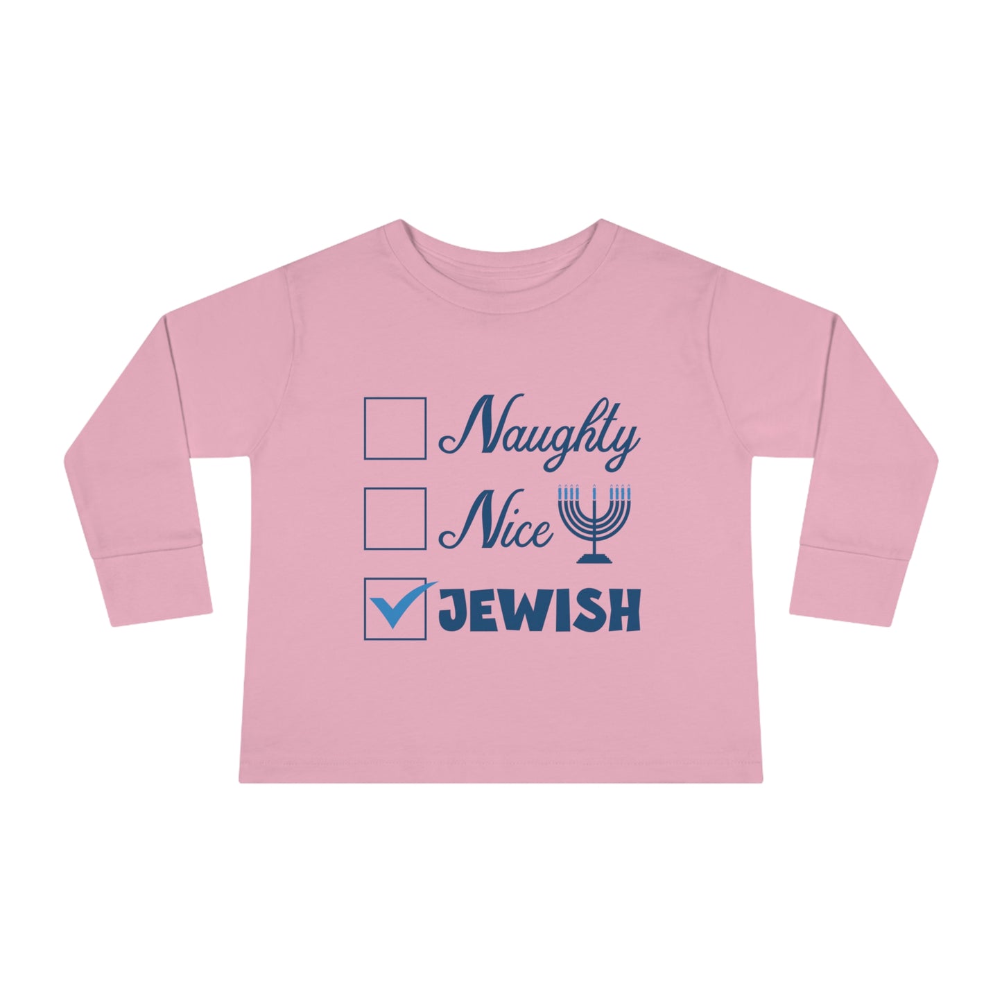 Naughty Nice Jewish Holiday Checklist Toddler Long Sleeve Tee