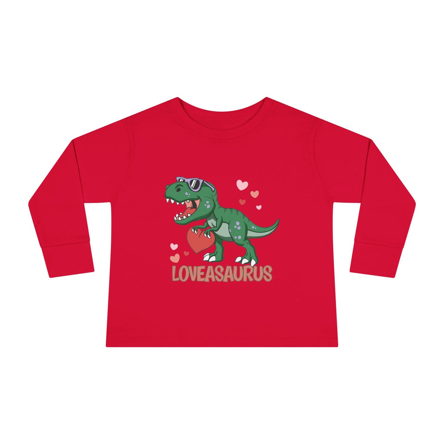 Loveasaurus Dinosaur Valentine Toddler Long Sleeve Tee