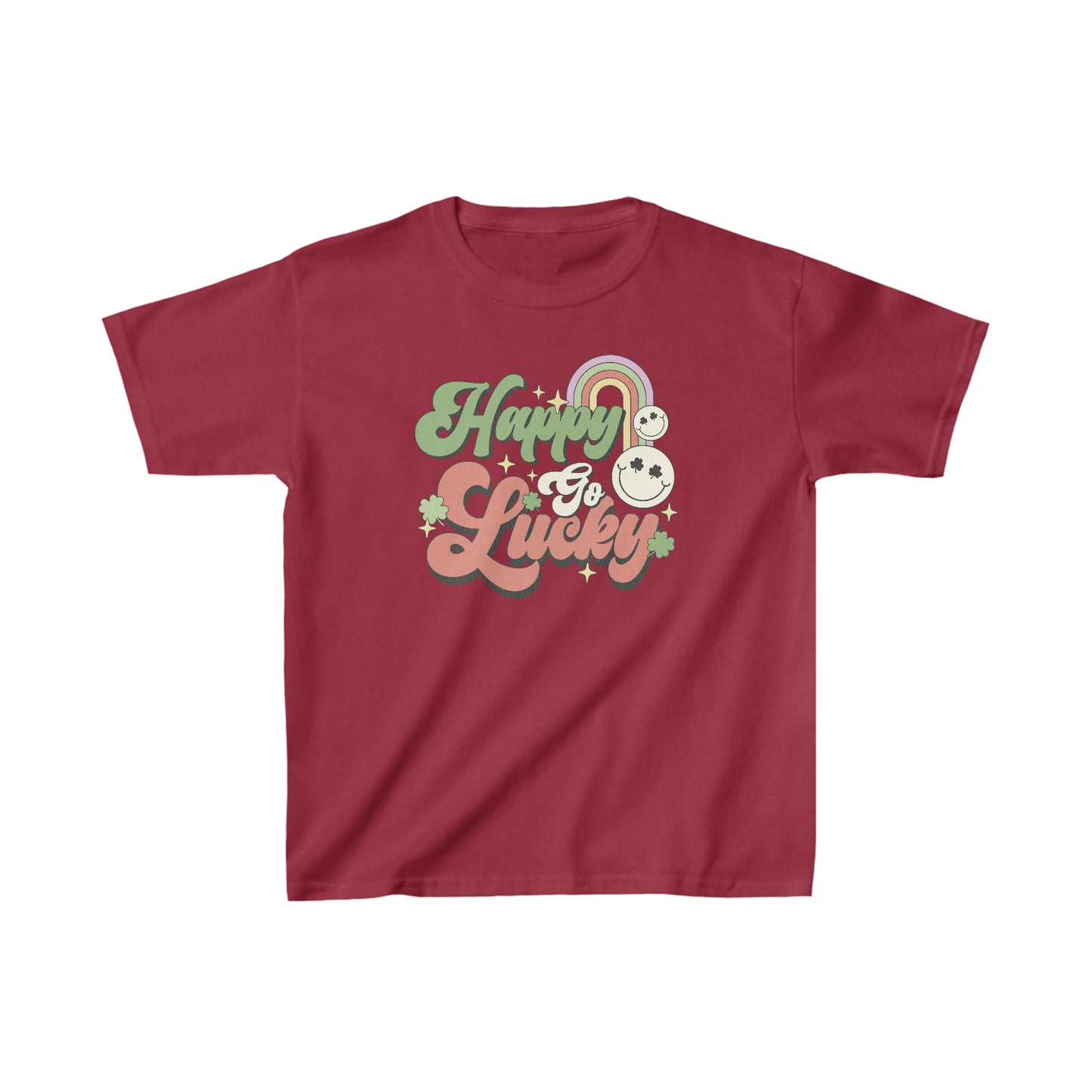 St Patricks Day Happy Go Lucky Kids Heavy Cotton Tee