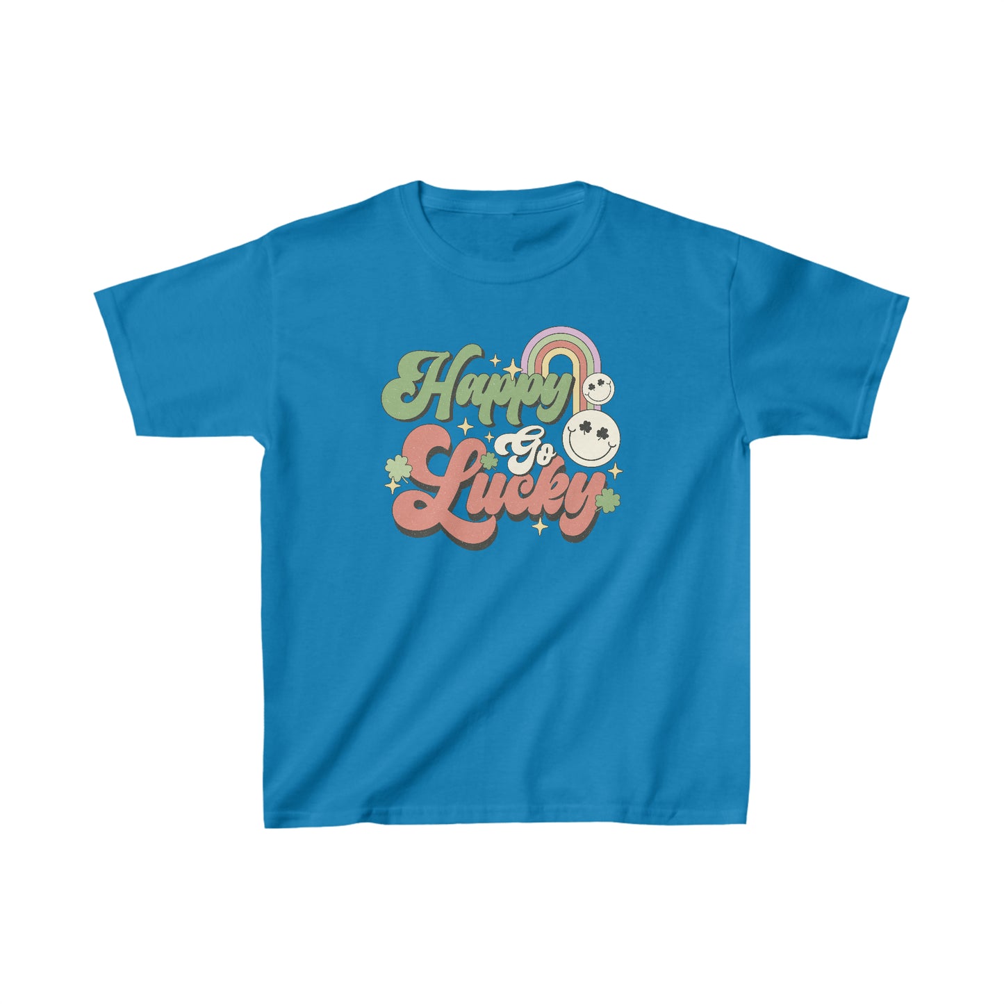 St Patricks Day Happy Go Lucky Kids Heavy Cotton Tee