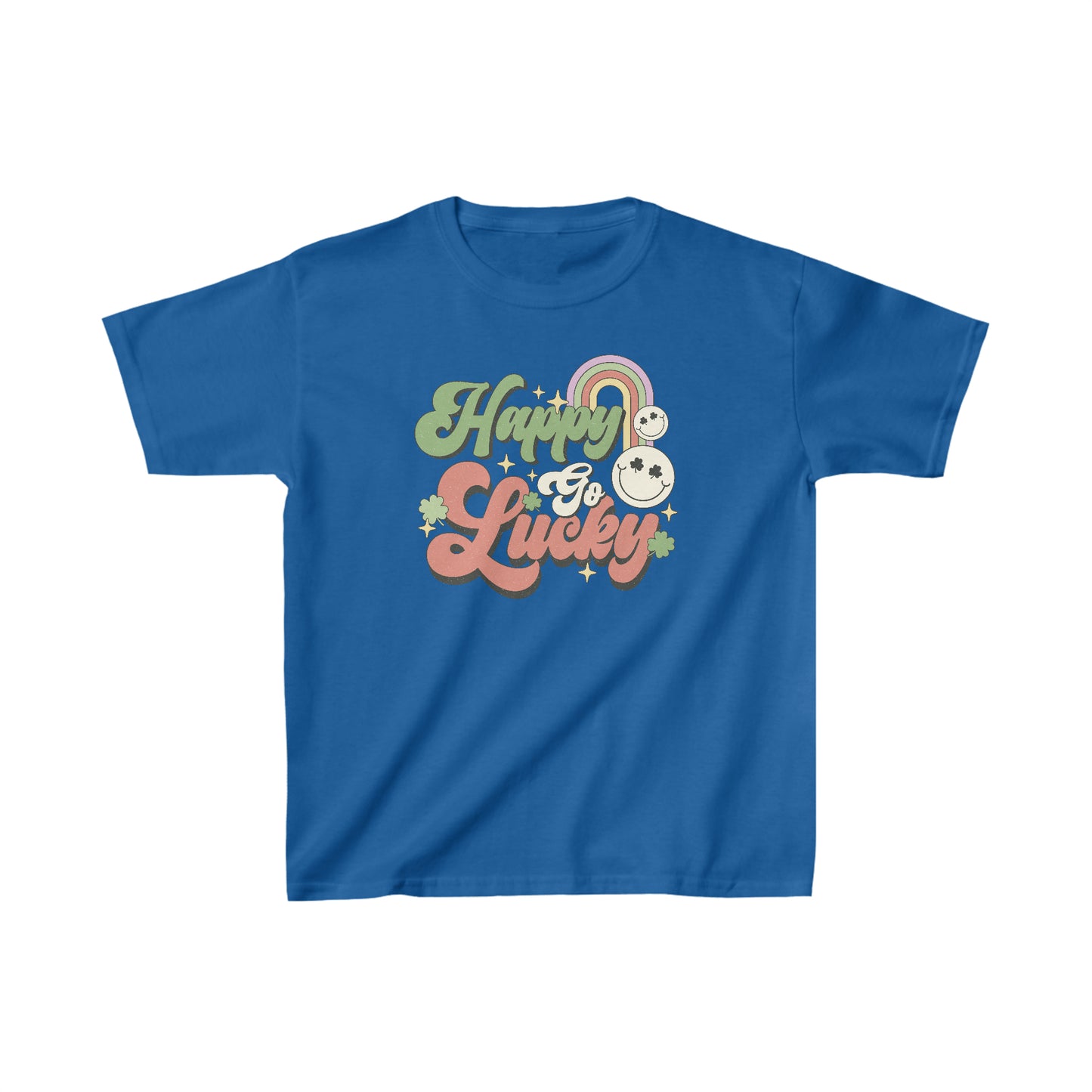 St Patricks Day Happy Go Lucky Kids Heavy Cotton Tee