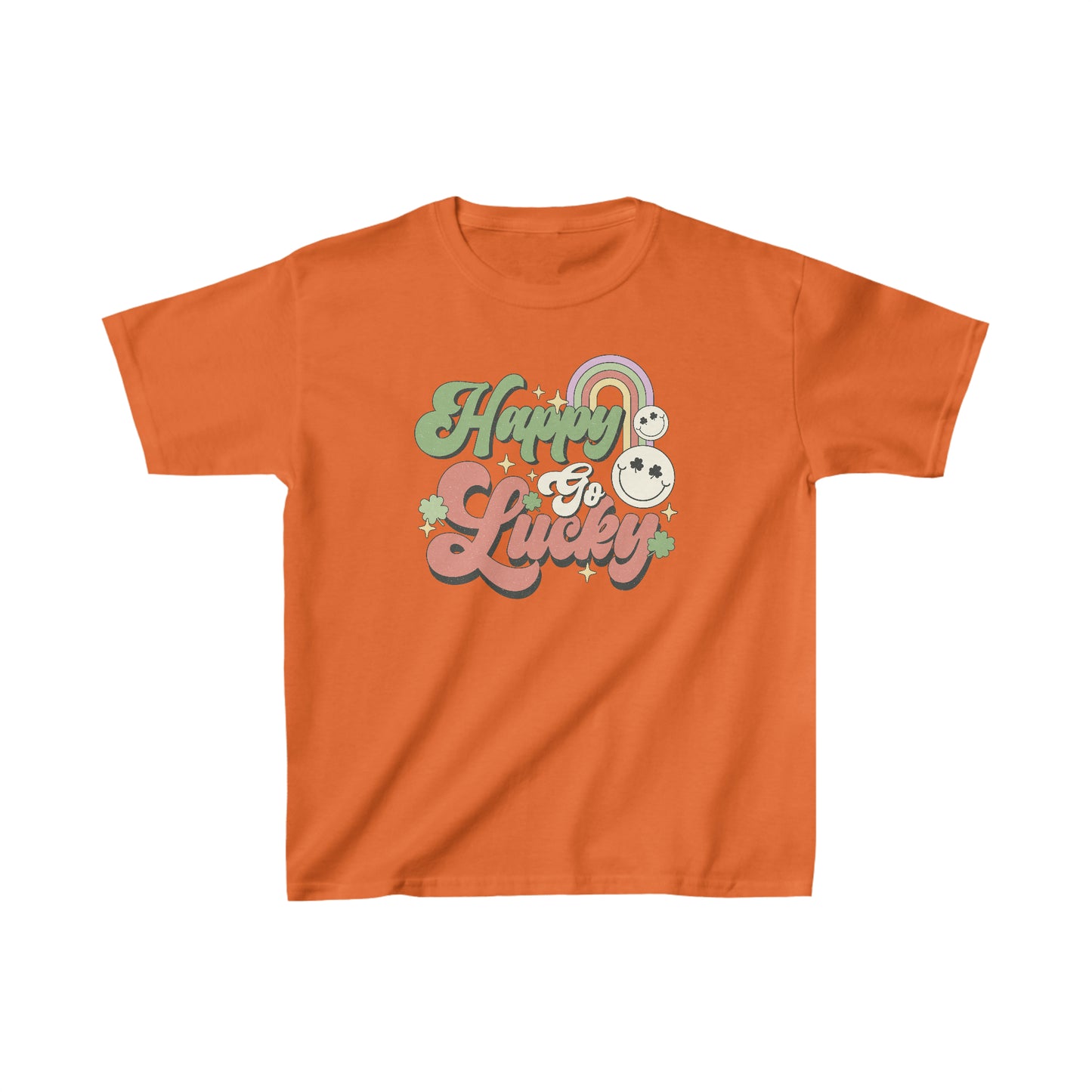 St Patricks Day Happy Go Lucky Kids Heavy Cotton Tee