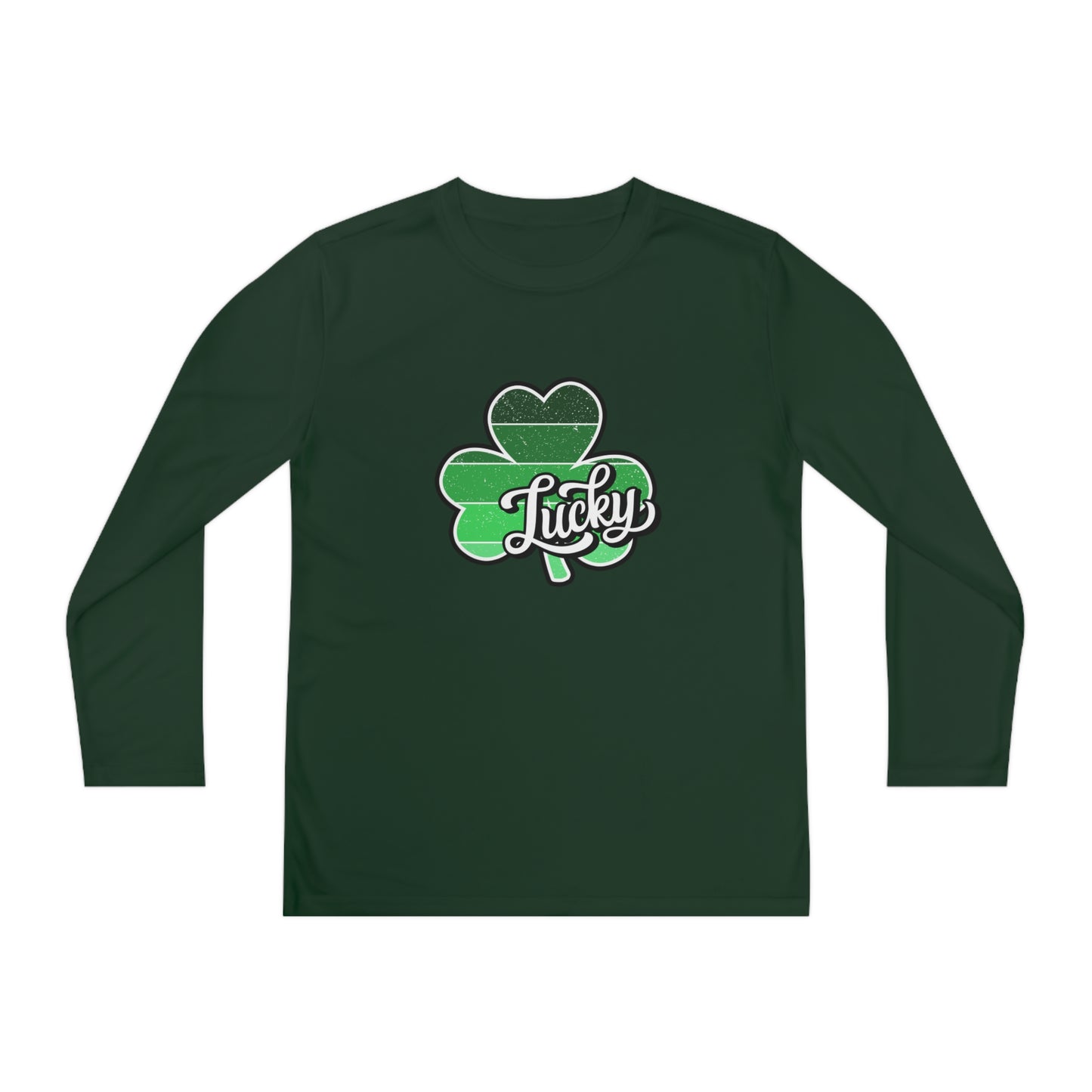 St Patricks Day Lucky Shamrock Youth Long Sleeve Competitor Tee