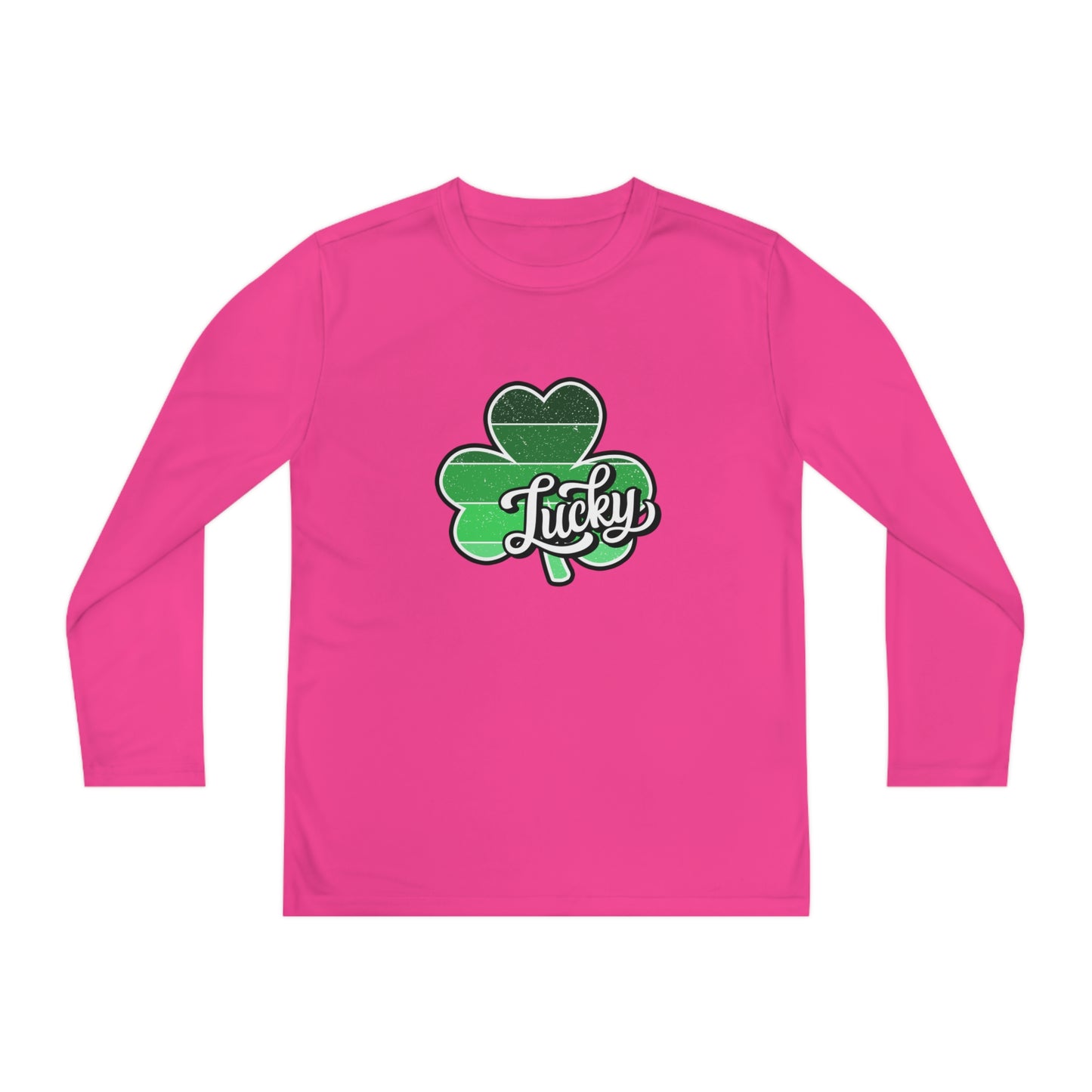 St Patricks Day Lucky Shamrock Youth Long Sleeve Competitor Tee