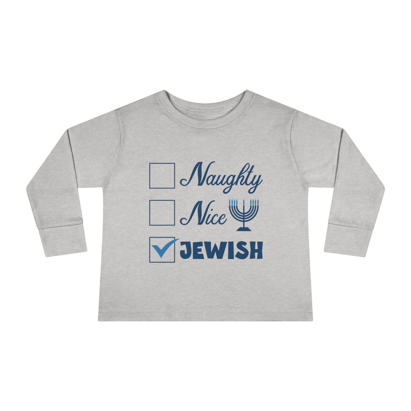 Naughty Nice Jewish Holiday Checklist Toddler Long Sleeve Tee