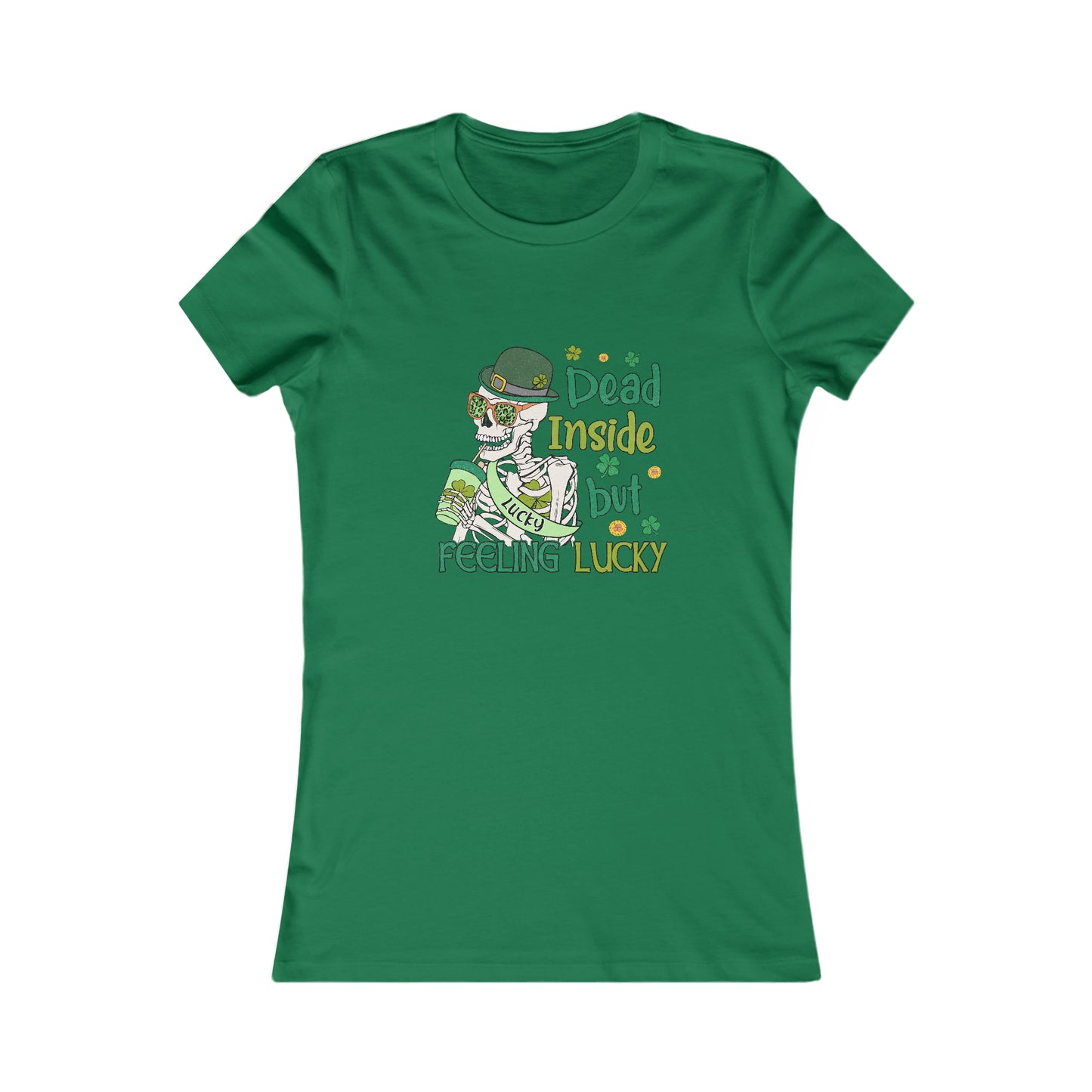 Women's St Patrick's Feeling Lucky Skeleton Favorite Tee