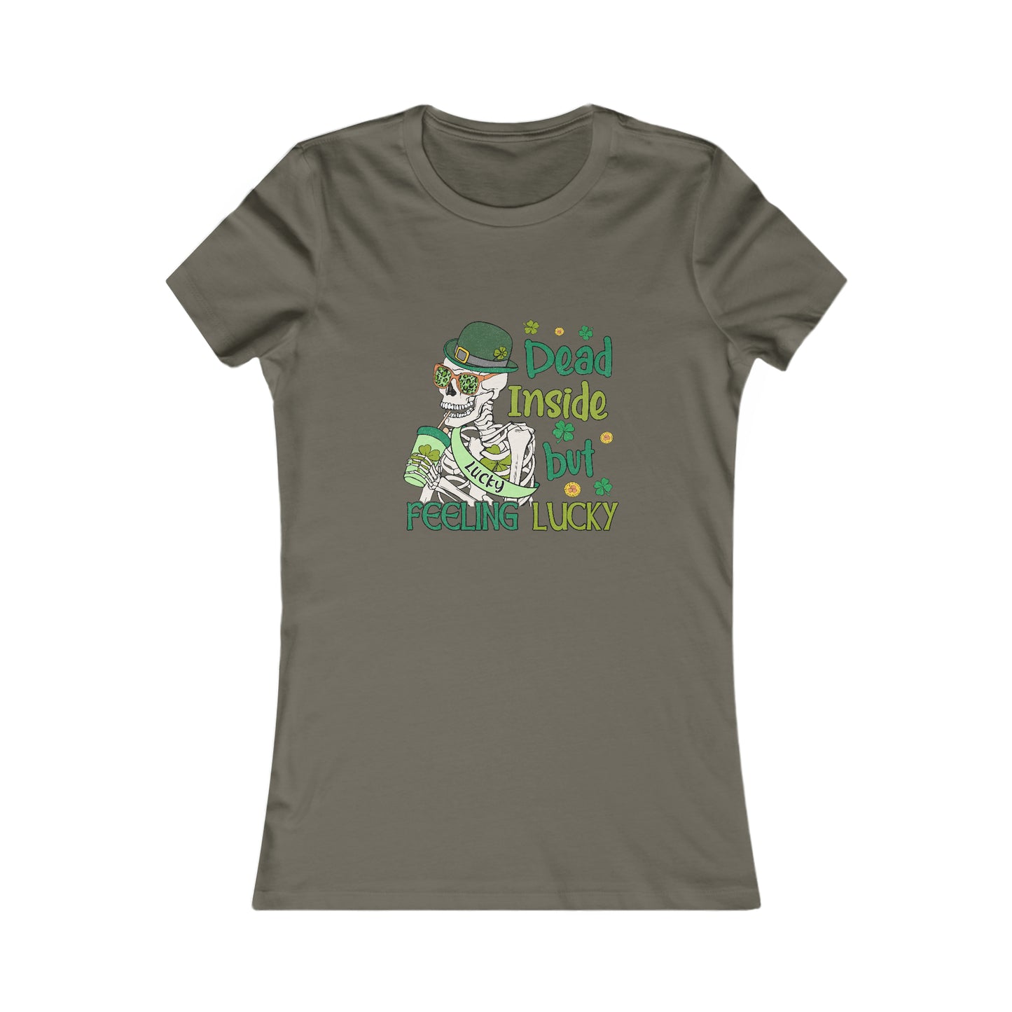 Women's St Patrick's Feeling Lucky Skeleton Favorite Tee