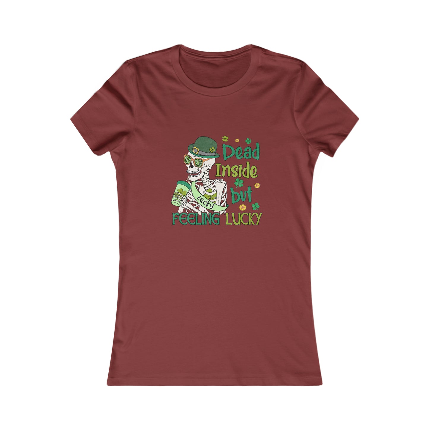 Women's St Patrick's Feeling Lucky Skeleton Favorite Tee