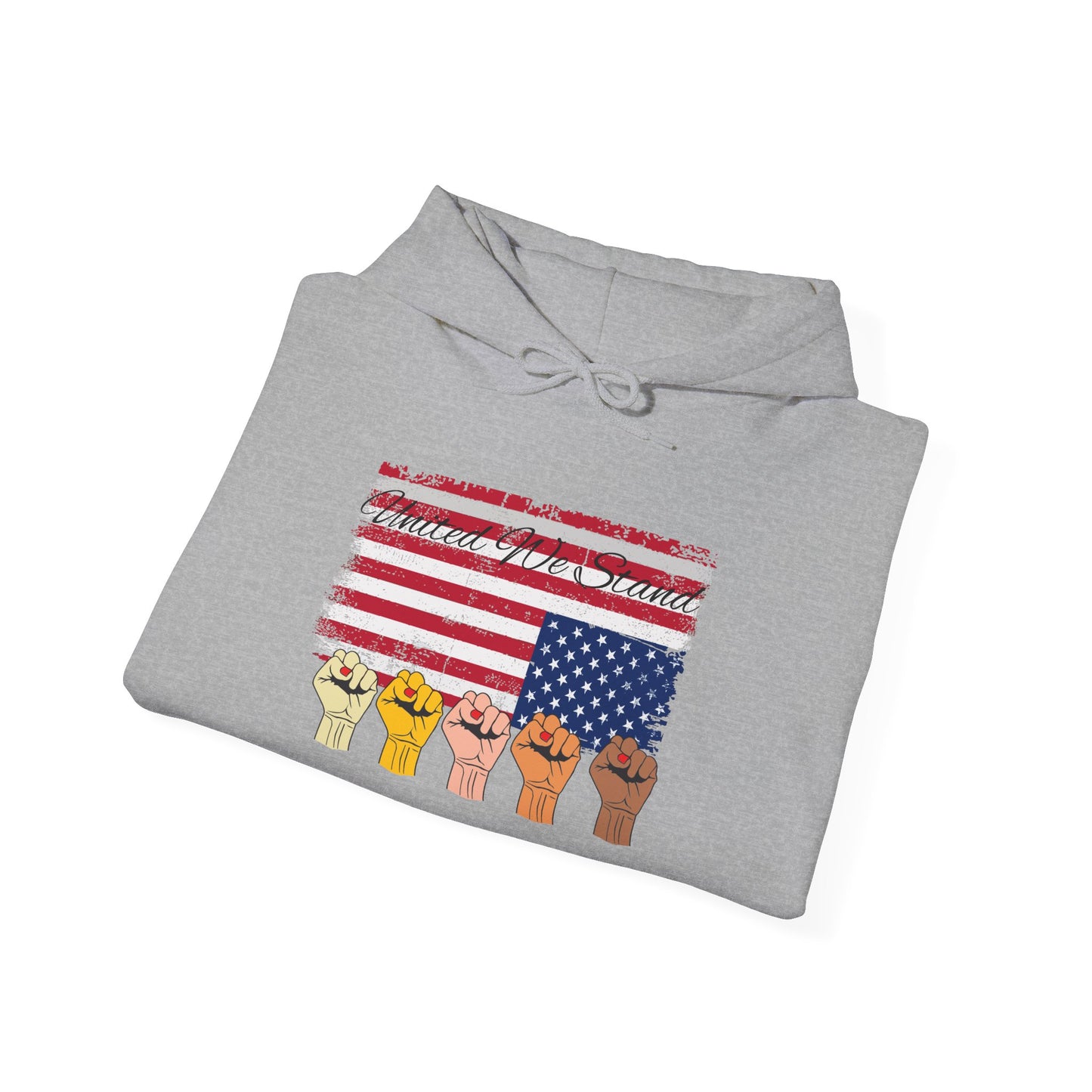 United We Stand Nation in distress Hoodie, Patriotic Blend Sweatshirt, National Pride Pullover, American Flag Hooded Jumper, USA Unity Top