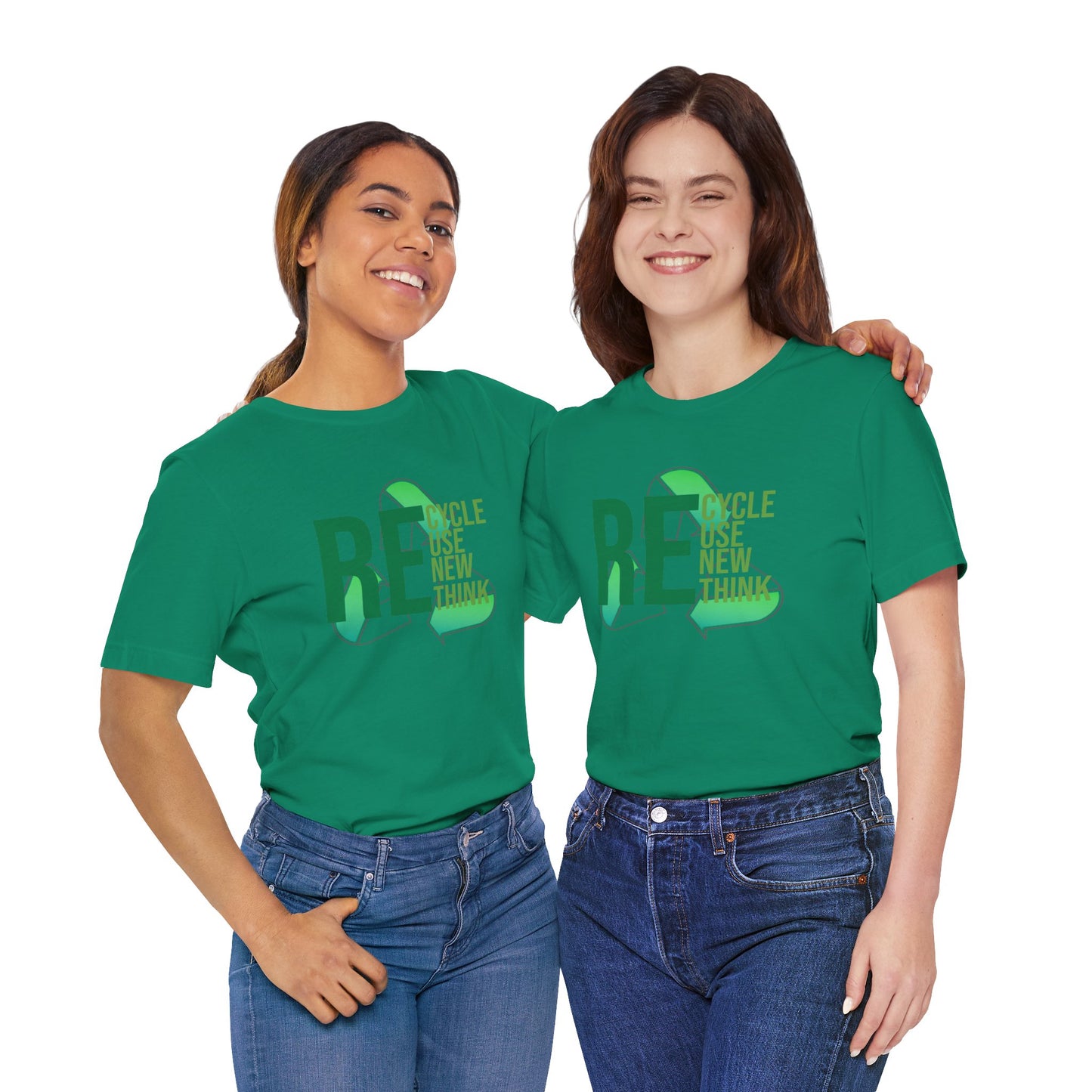 Recycle Reuse Renew Rethink Earthday S-3XL Unisex Jersey Short Sleeve Tee