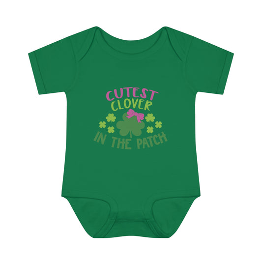 St Patricks Day Cutest Clover in the Patch Infant Onesie Baby Rib Bodysuit